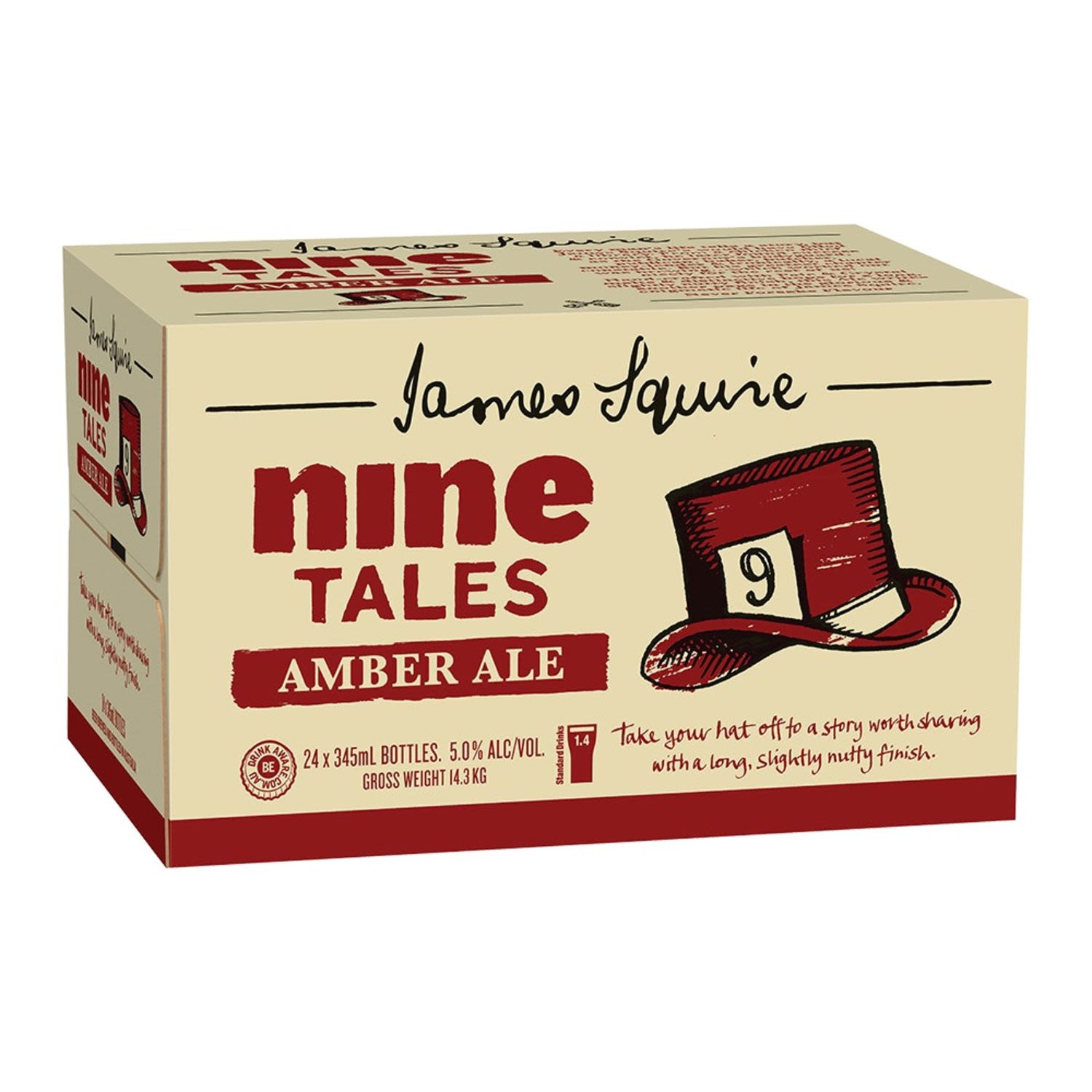 James Squire Nine Tales Amber Ale Bottle 345mL 24 Pack