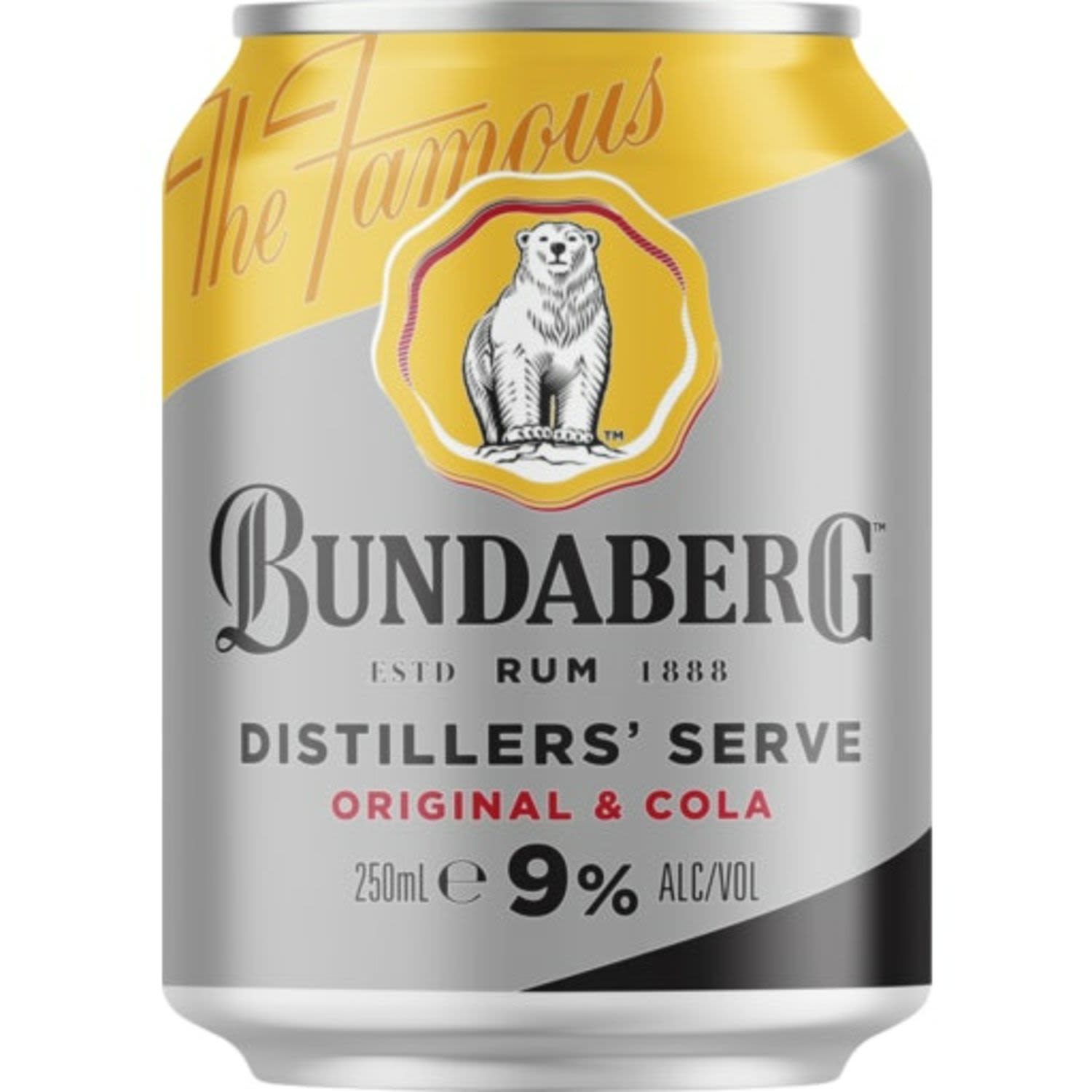 Bundaberg Rum and Cola 9% Can Case 250mL 24 Pack