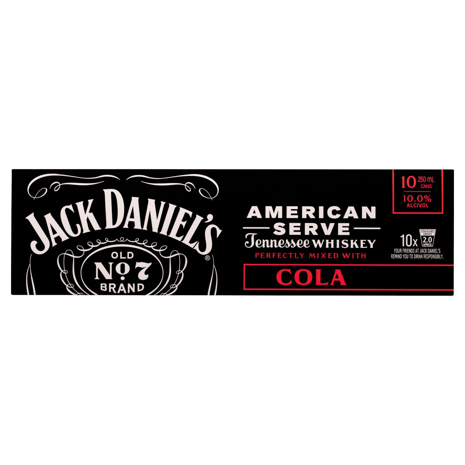 Jack Daniel's American Serve & Cola Can 250mL 2x10 Pack