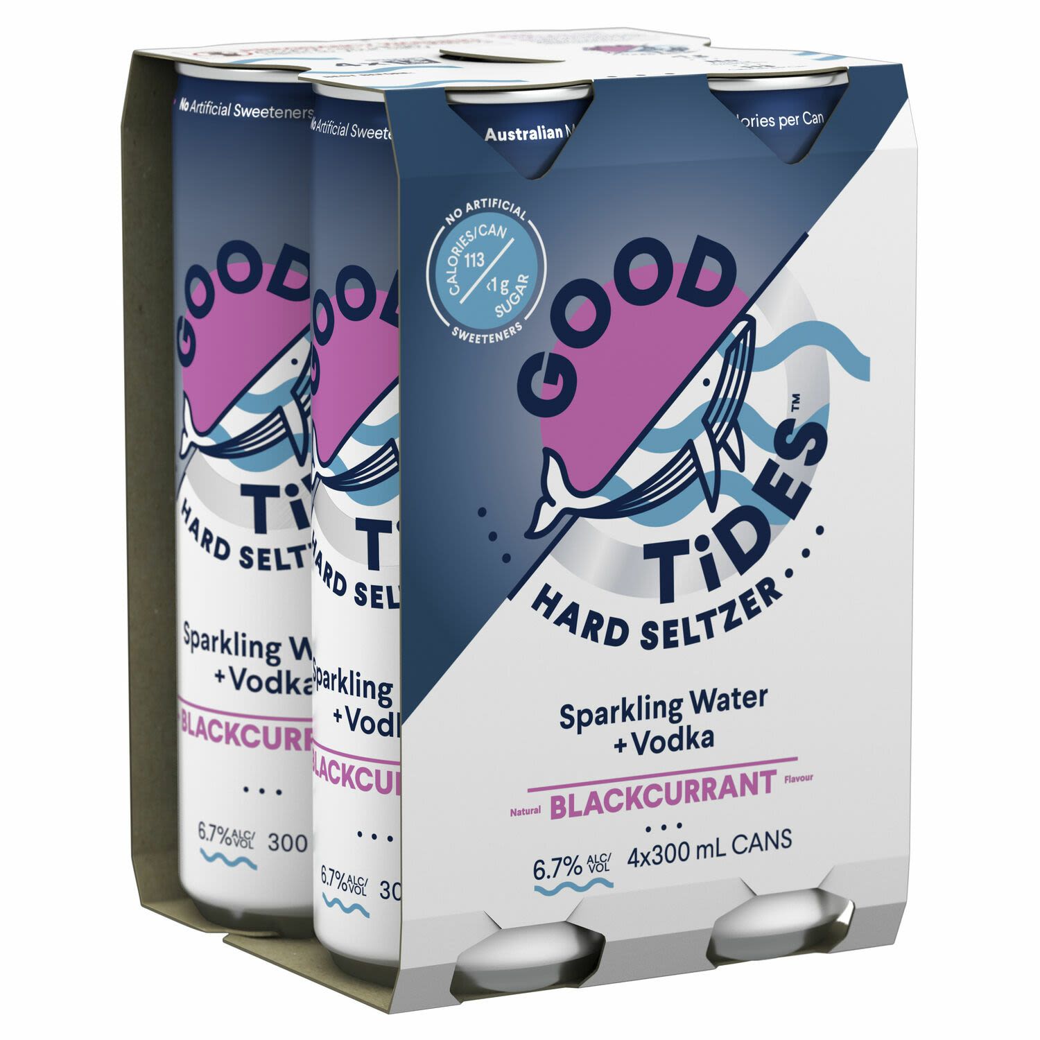 Good Tides Black Currant Seltzer Can 300mL 4 Pack