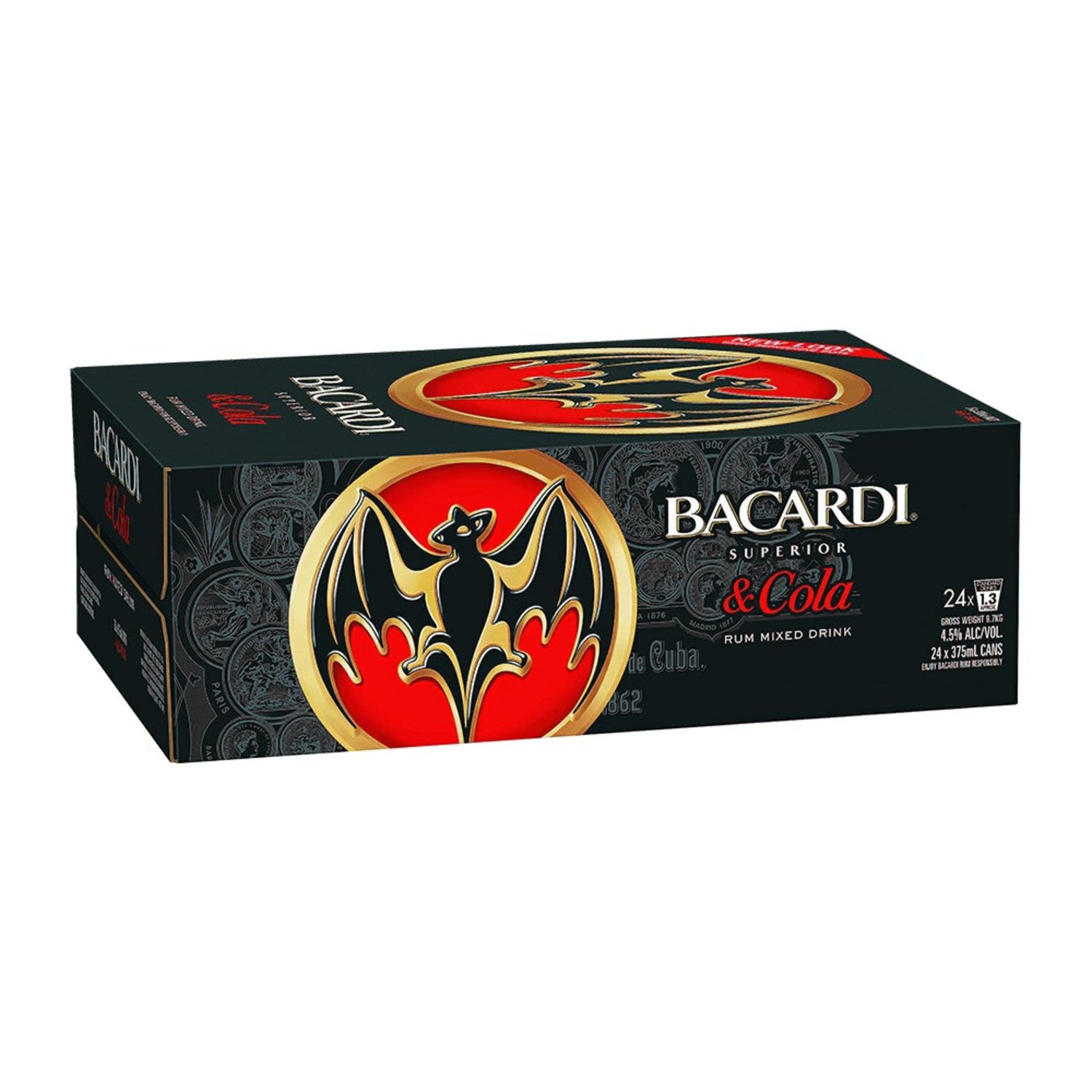 Bacardi Rum & Cola Can 375mL 24 Pack