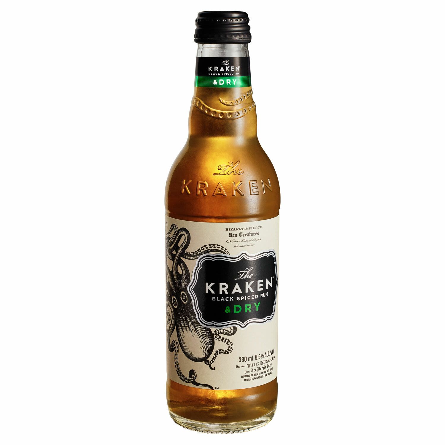 Kraken & Dry Black Spiced Rum Bottle 330mL