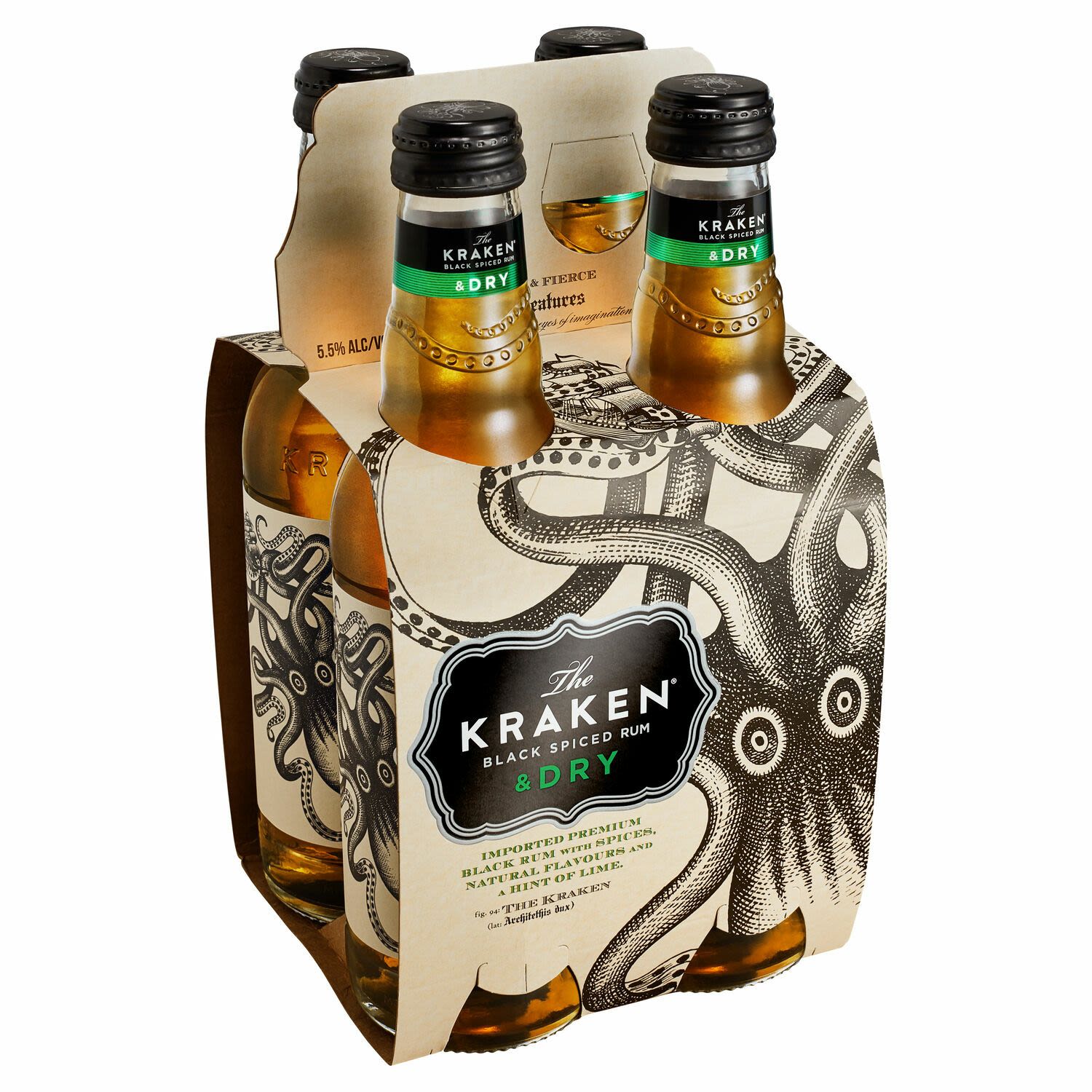 The Kraken Spiced Rum & Dry Bottle 330mL 4 Pack