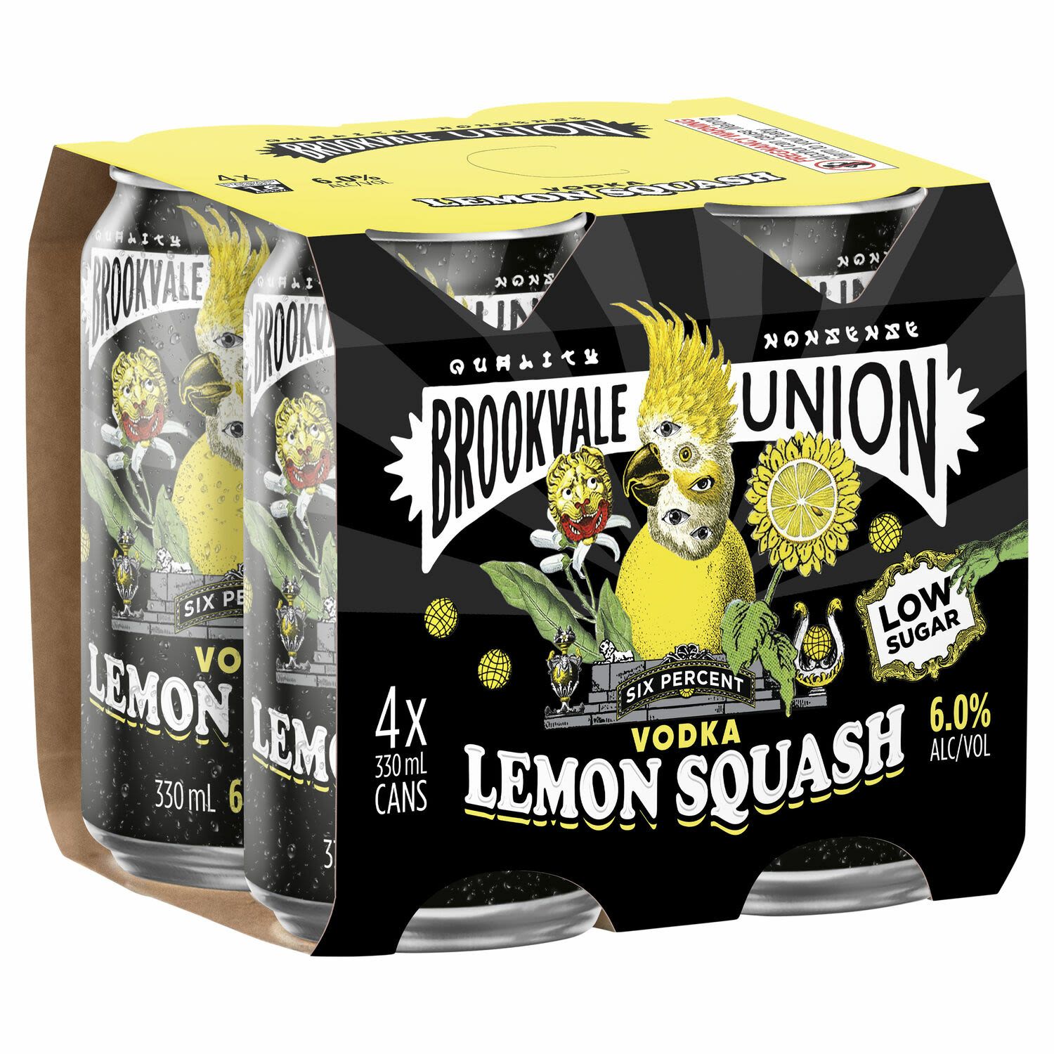 Brookvale Union Vodka Lemon Squash Can 330mL 4 Pack