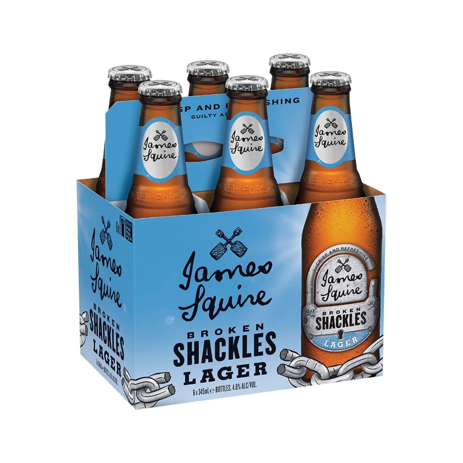 James Squire Broken Shackles Lager Bottle 345mL 6 Pack