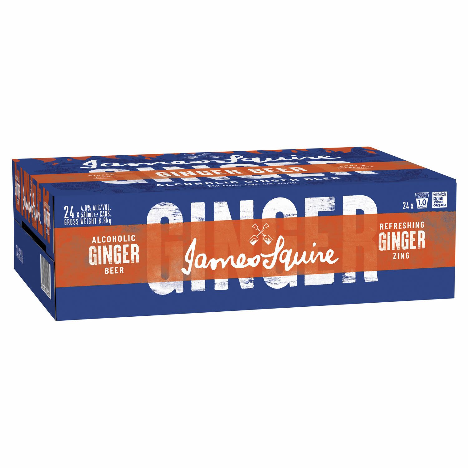 James Squire Ginger Beer has been carefully crafted with Australian ginger for a light, refreshing and zingy ginger taste. It can be enjoyed straight from the can or over ice with fresh lime.<br /> <br />Alcohol Volume: 4.00%<br /><br />Pack Format: 24 Pack<br /><br />Standard Drinks: 1</br /><br />Pack Type: Can<br /><br />Country of Origin: Australia<br />