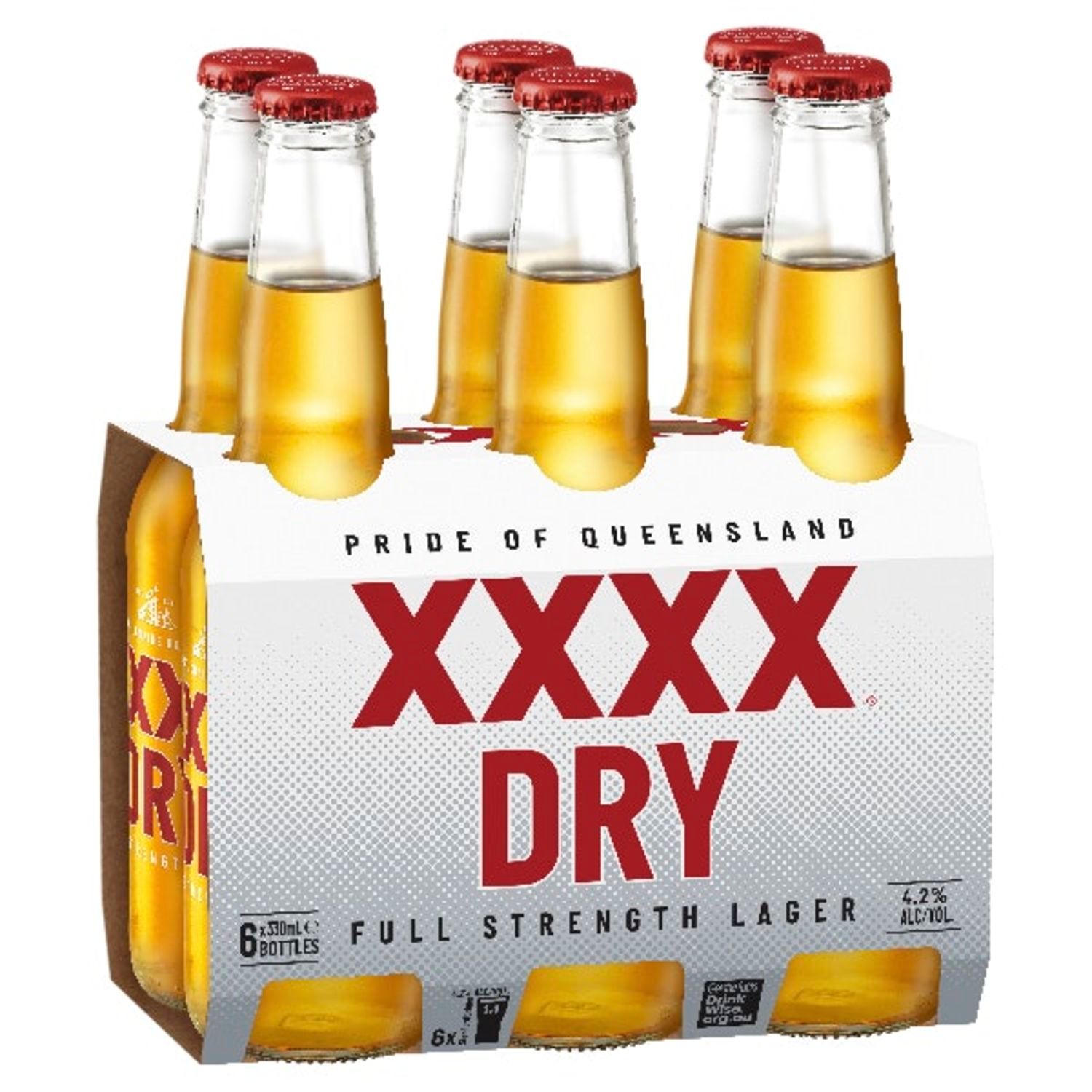 XXXX Dry Lager Bottle 330mL 6 Pack
