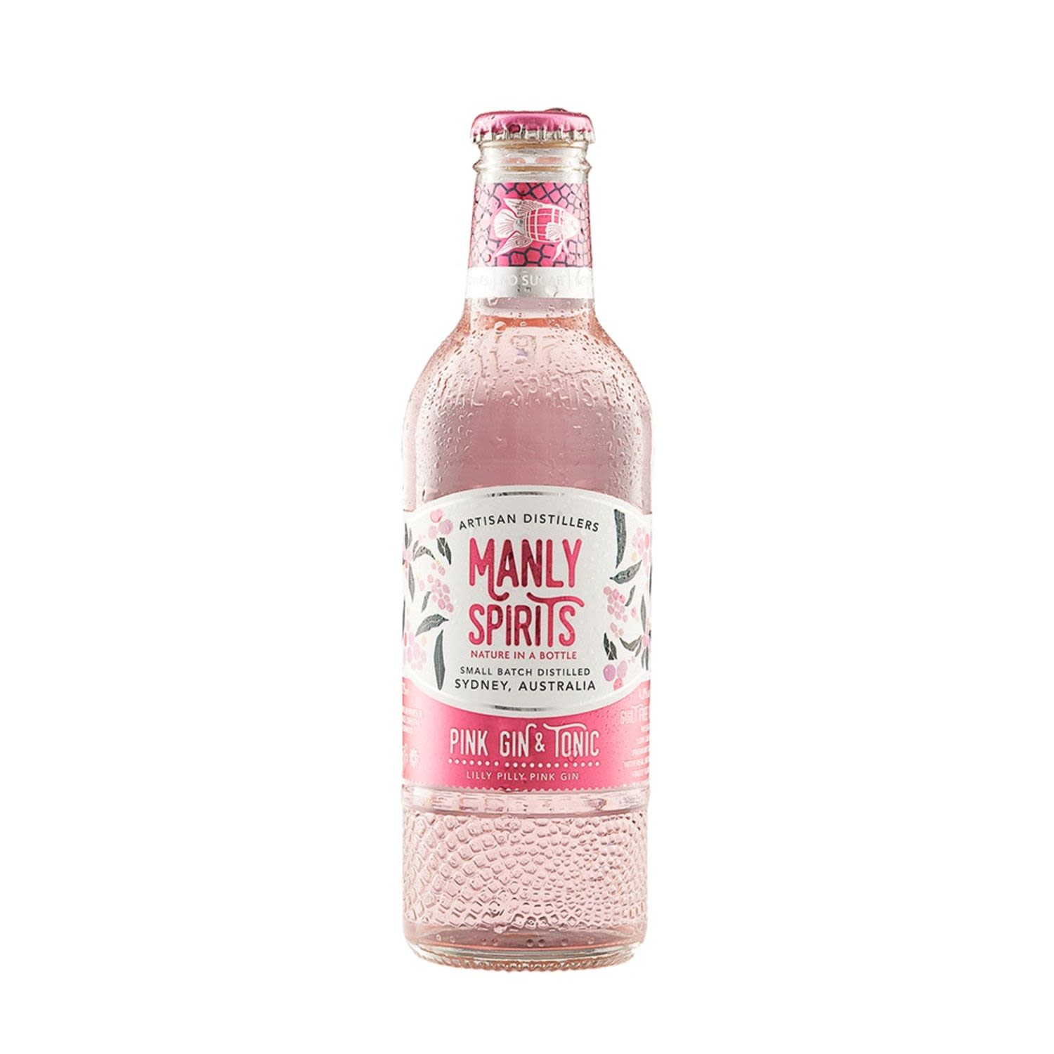 Manly Spirits Pink Gin & Tonic Bottle 275mL 24 Pack