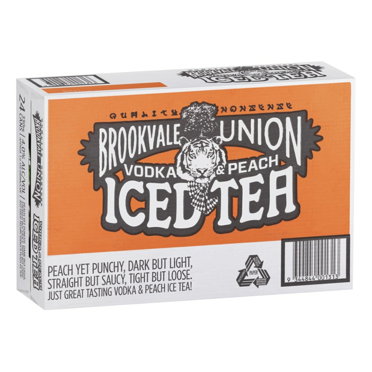 Brookvale Union Vodka & Peach Iced Tea Can 330mL 24 Pack