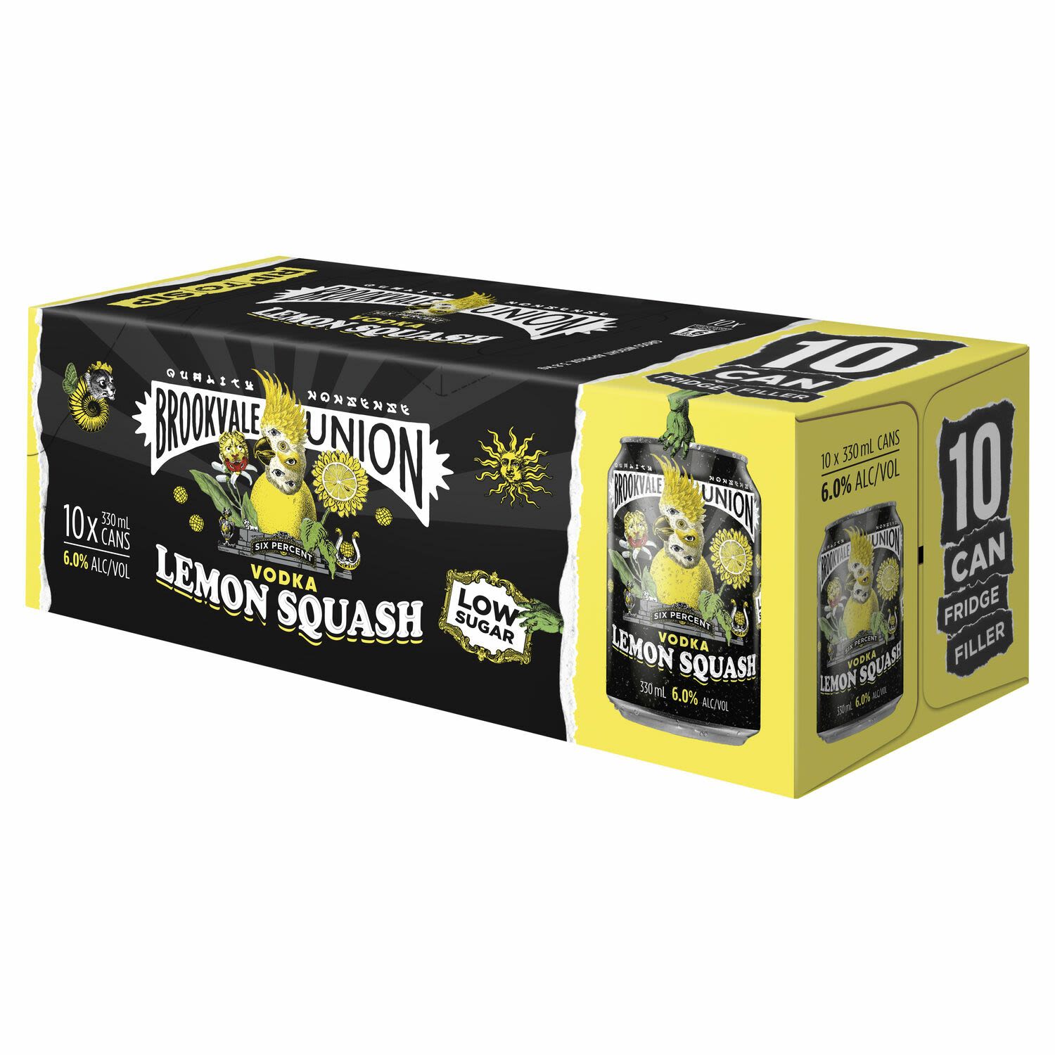 Brookvale Vodka Lemon Squash Can 330mL 10 Pack