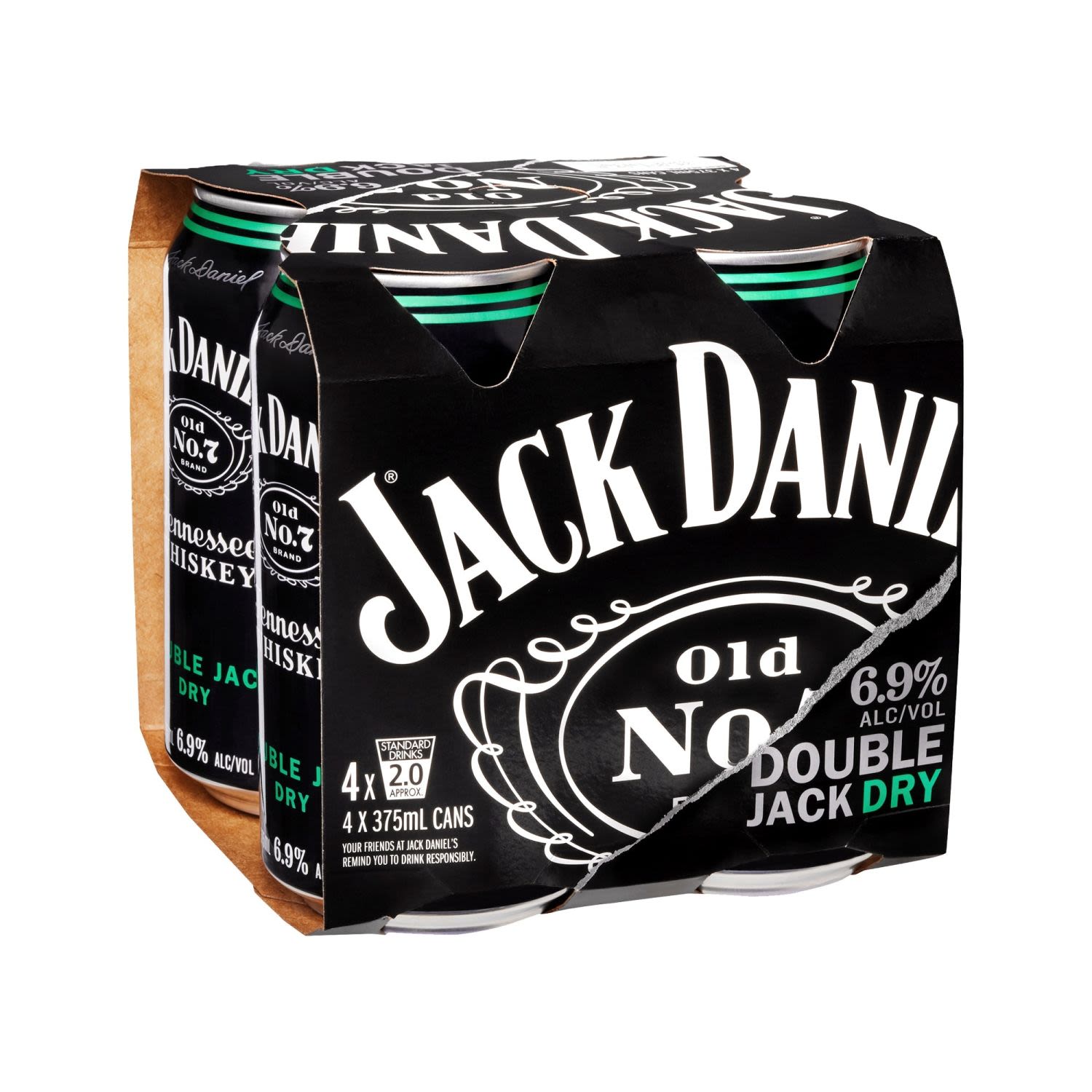 Jack Daniel's Double Jack & Dry Can 375mL 4 Pack