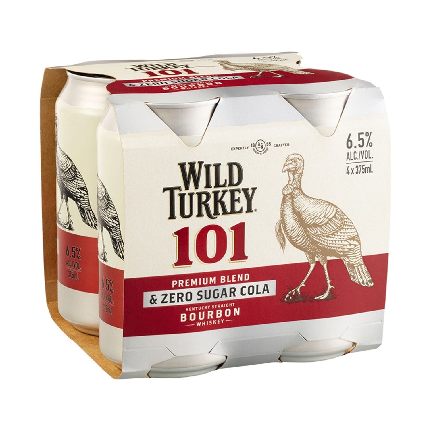 Wild Turkey 101 Bourbon & Zero Cola Can 375mL 4 Pack