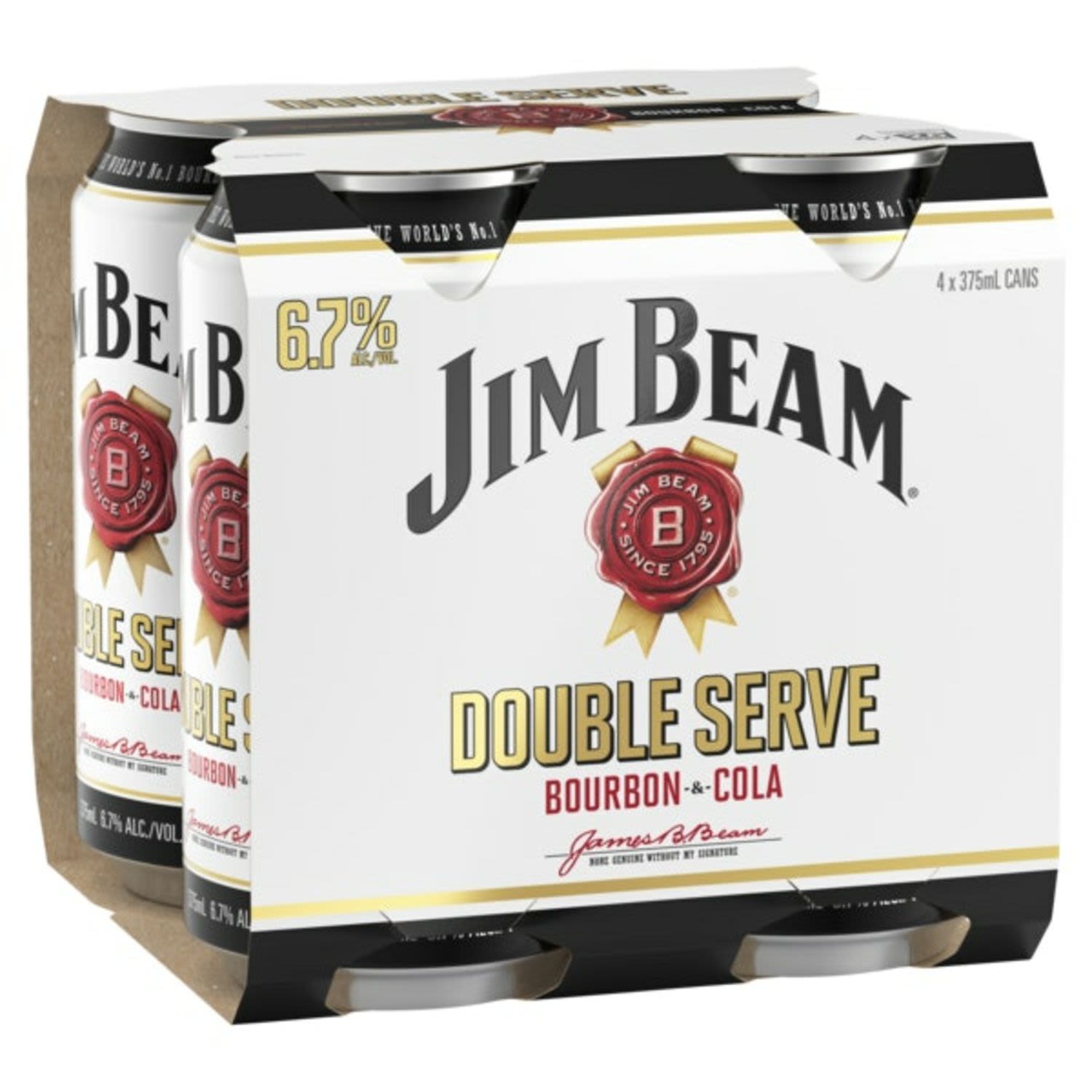 Jim Beam White & Cola Double Serve Can 375mL 4 Pack