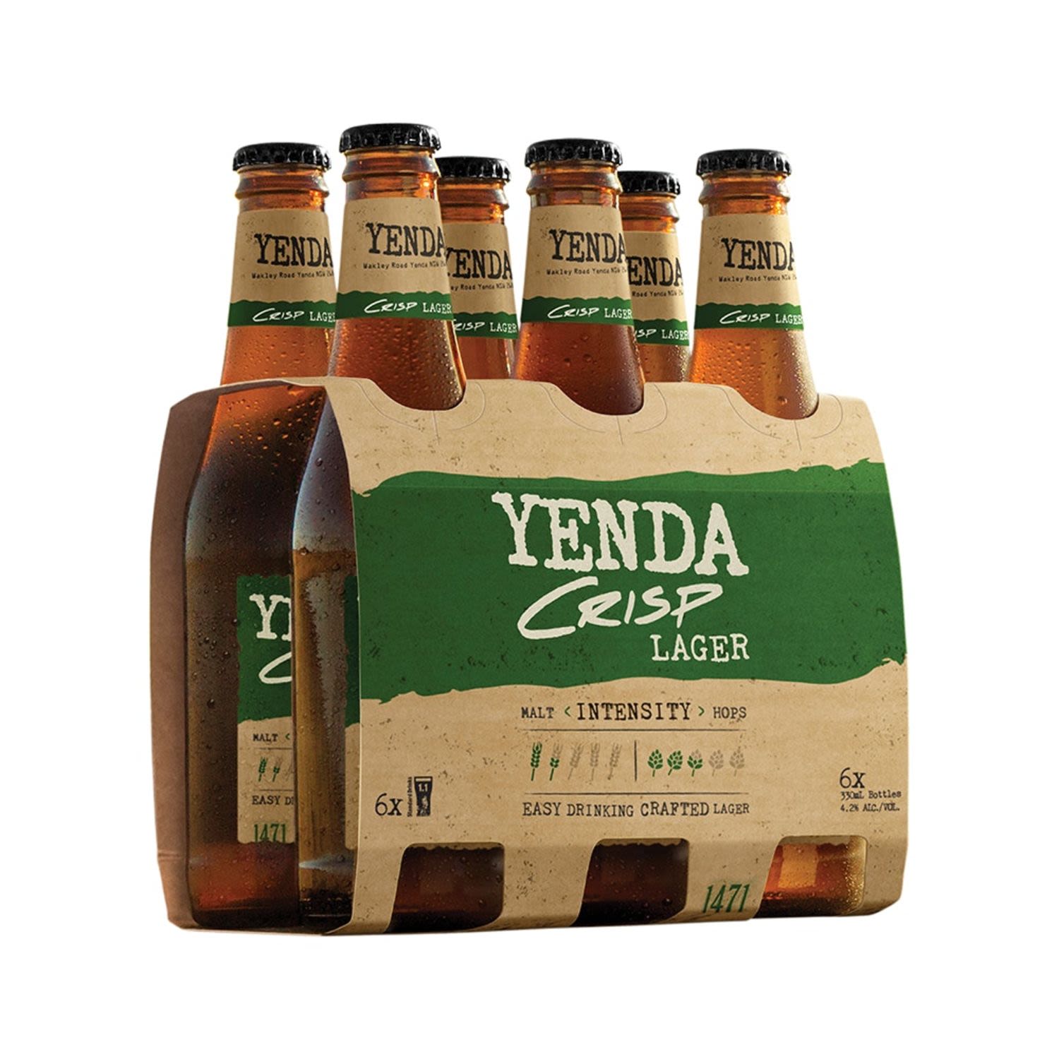 Yenda Crisp Lager Bottle 330mL 6 Pack