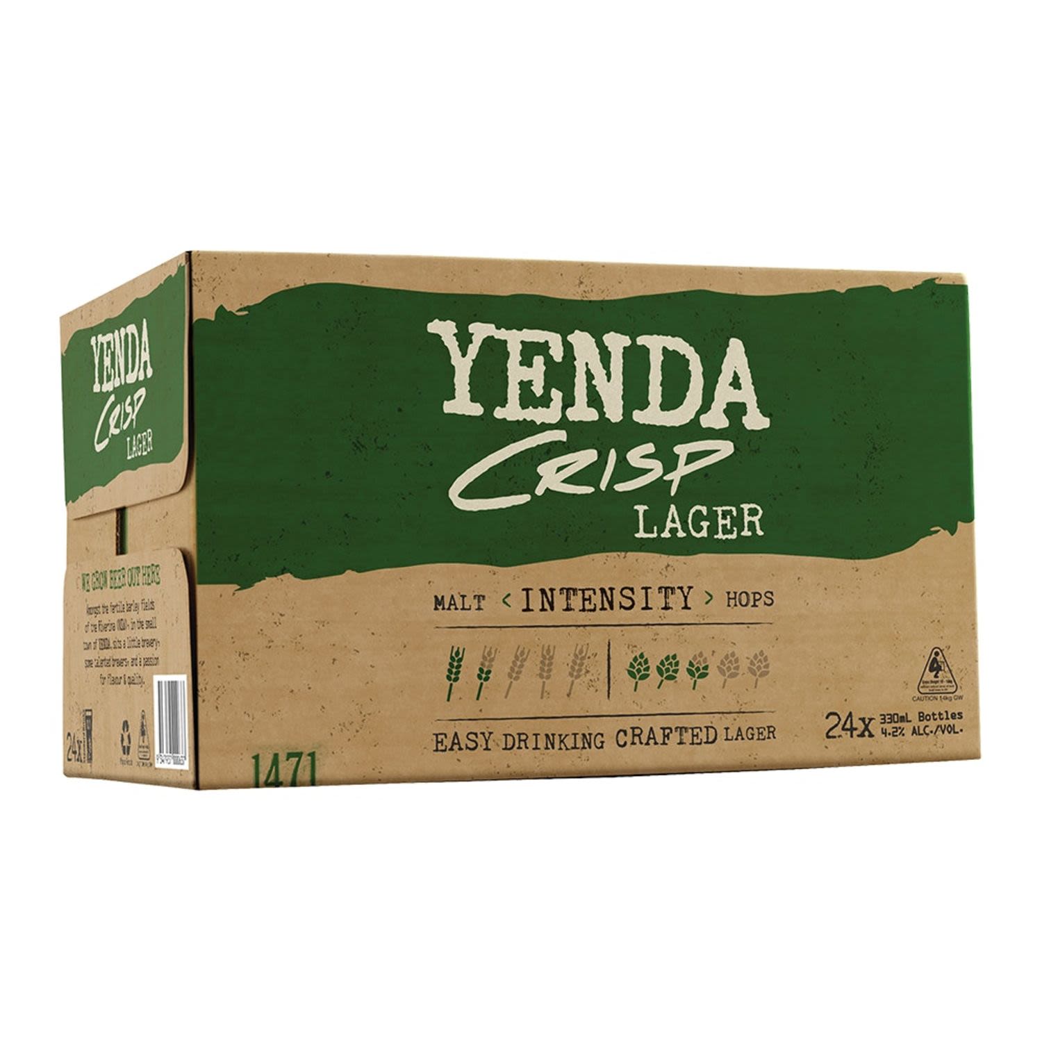 Yenda Crisp Lager Bottle 330mL 24 Pack
