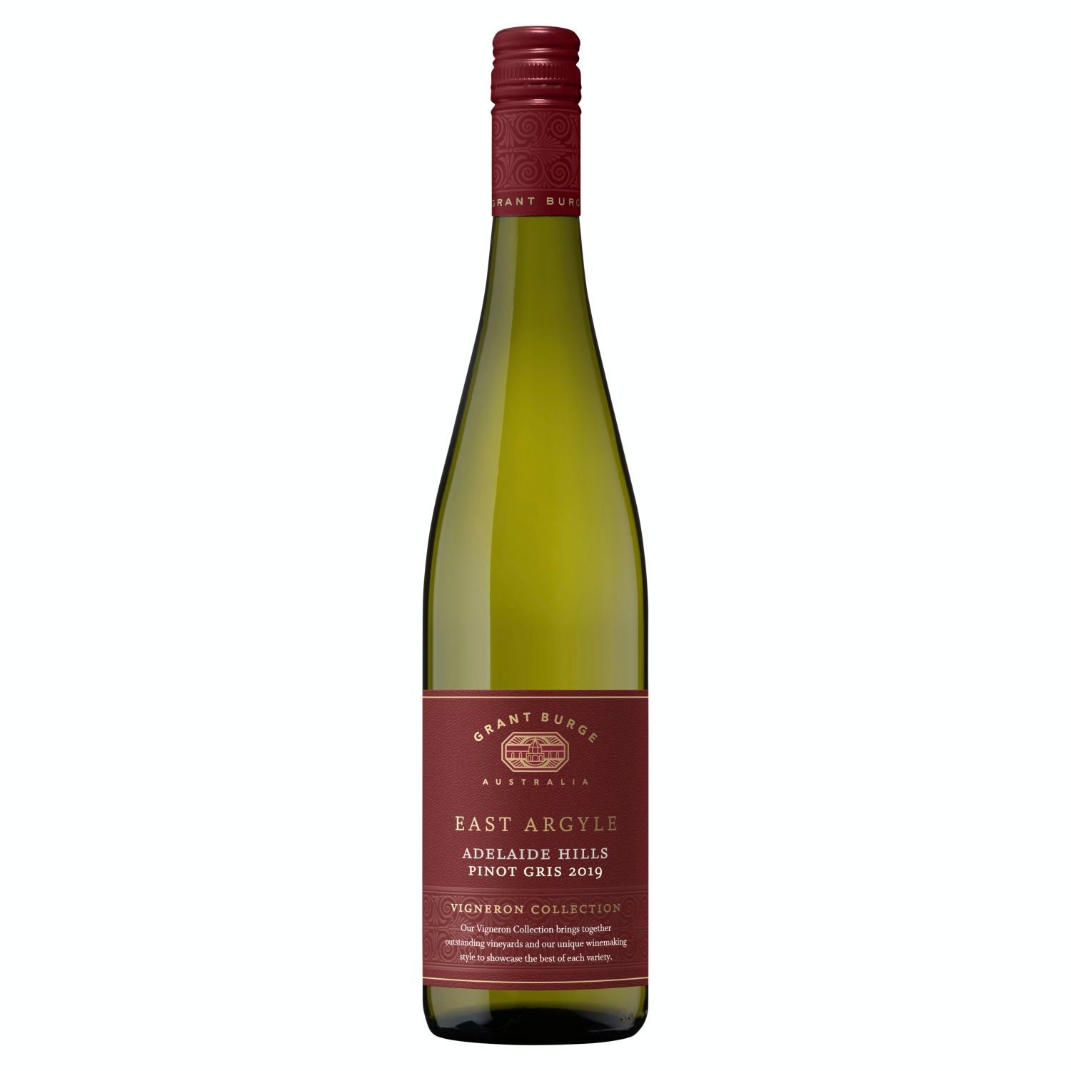 Grant Burge East Argyle Pinot Gris 750mL<br /> <br />Alcohol Volume: 12.90%<br /><br />Pack Format: Bottle<br /><br />Standard Drinks: 8</br /><br />Pack Type: Bottle<br /><br />Country of Origin: Australia<br /><br />Region: Adelaide Hills<br /><br />Vintage: '2019<br />