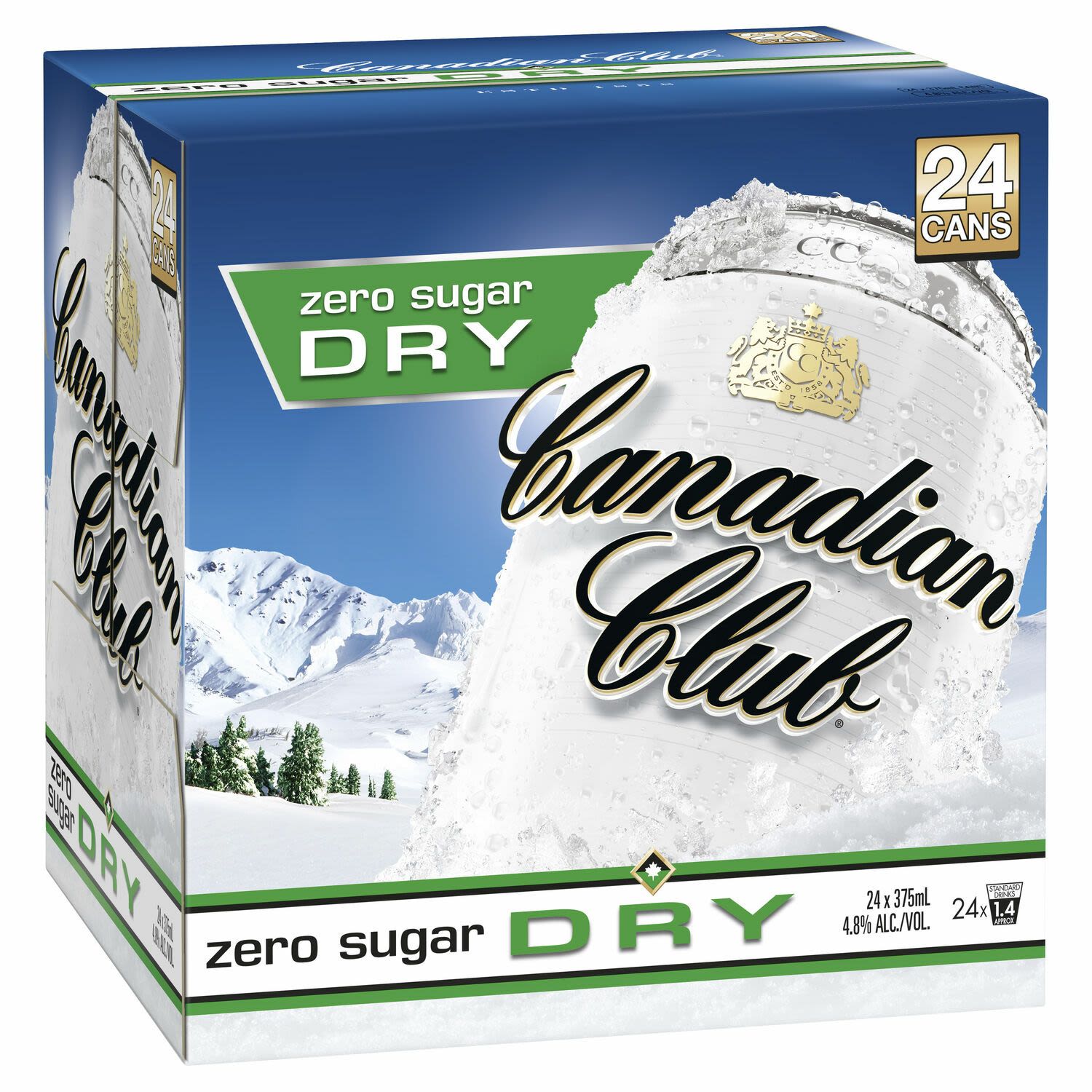 Canadian Club & Dry Zero Sugar Can 375mL 24 Pack Cube
