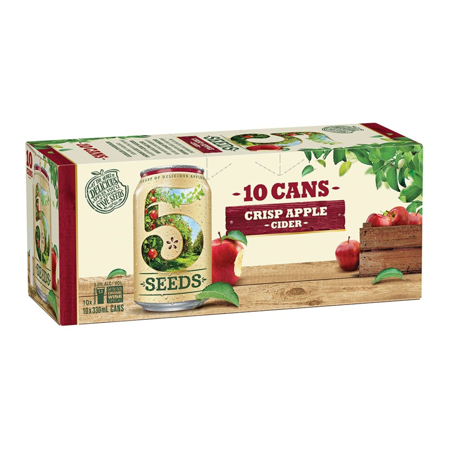 5 Seeds Crisp Apple Cider Can 330mL 10 Pack