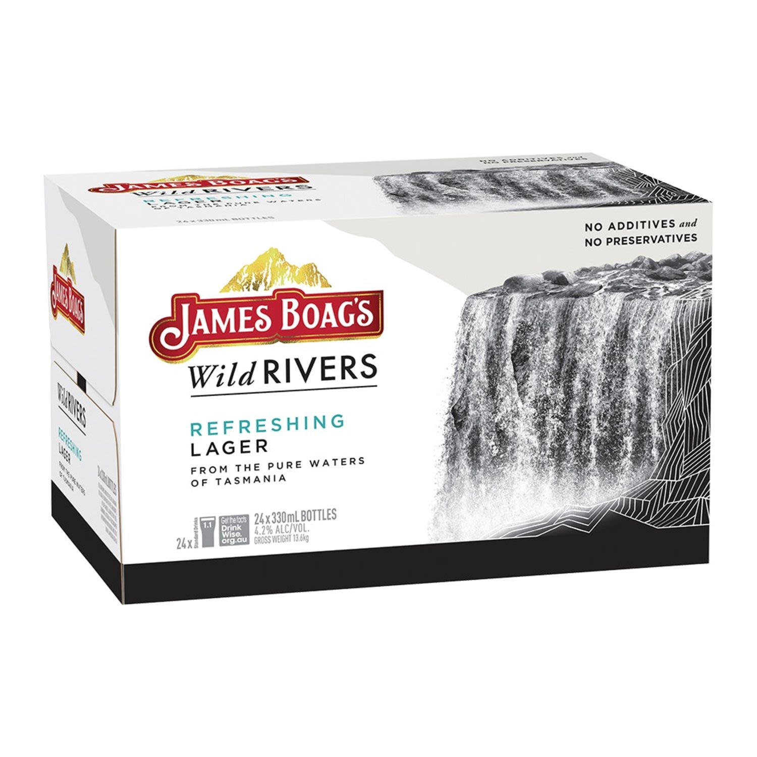James Boag's Wild Rivers Lager Bottle 330mL 24 Pack