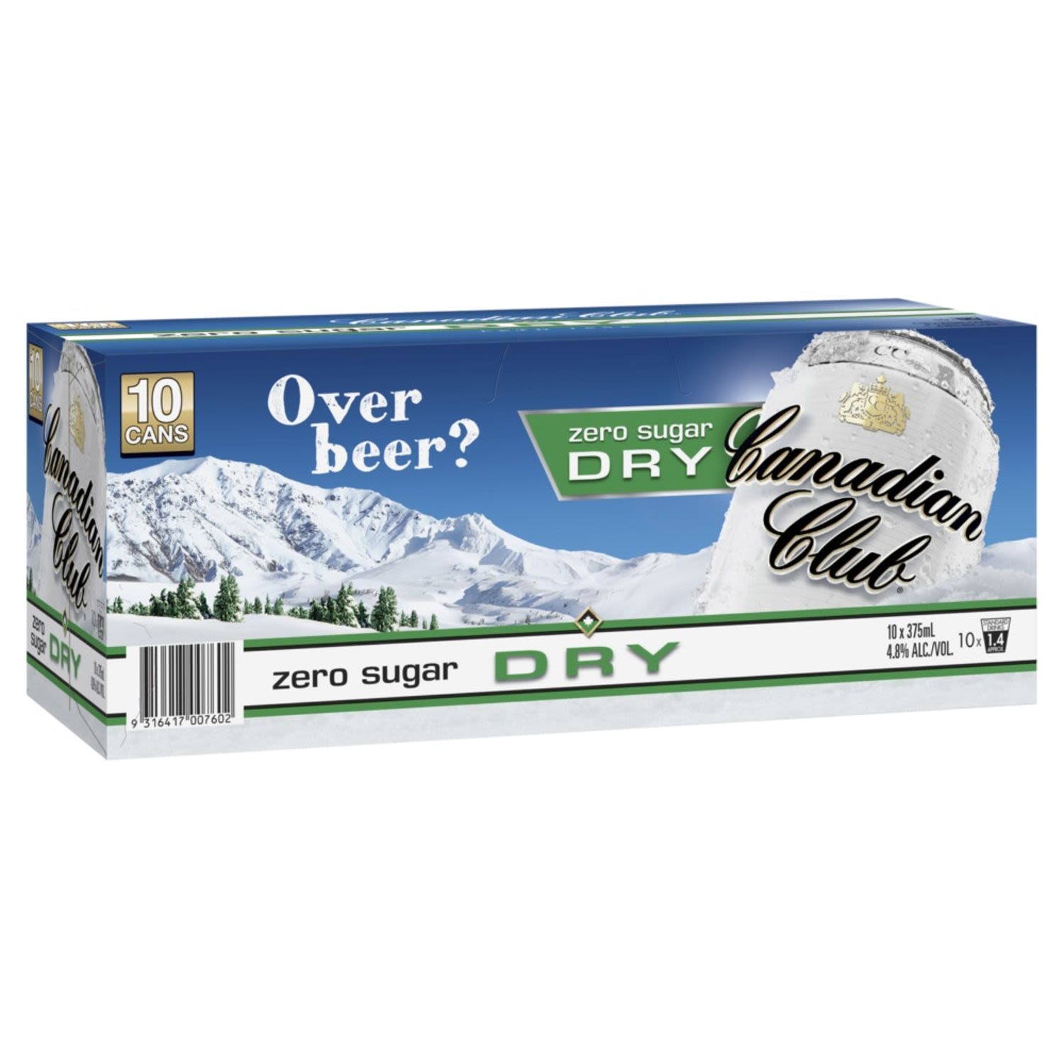 Canadian Club & Dry Zero Sugar Can 375mL 10 Pack