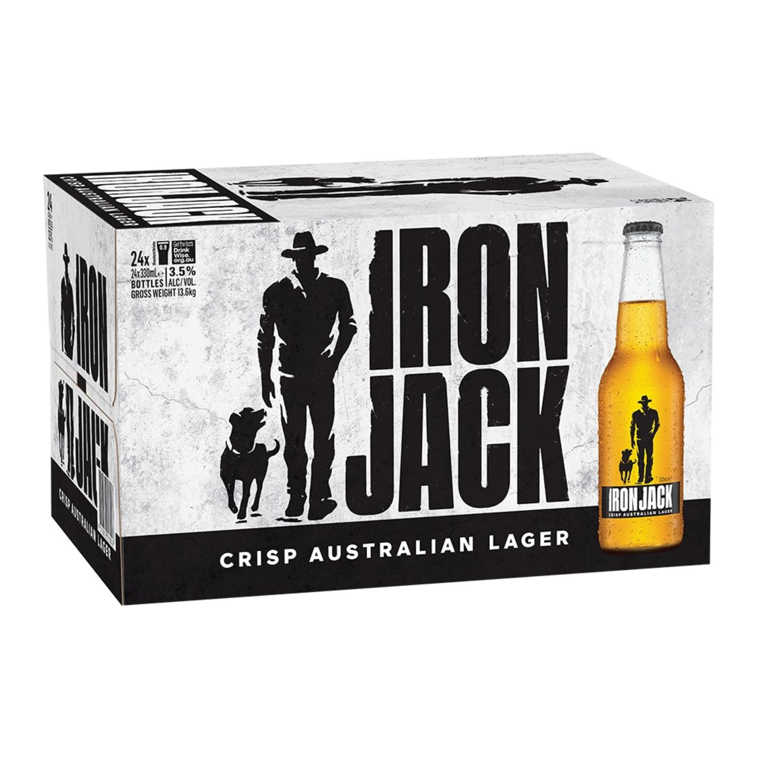 Iron Jack Crisp Lager Bottle 330mL 24 Pack
