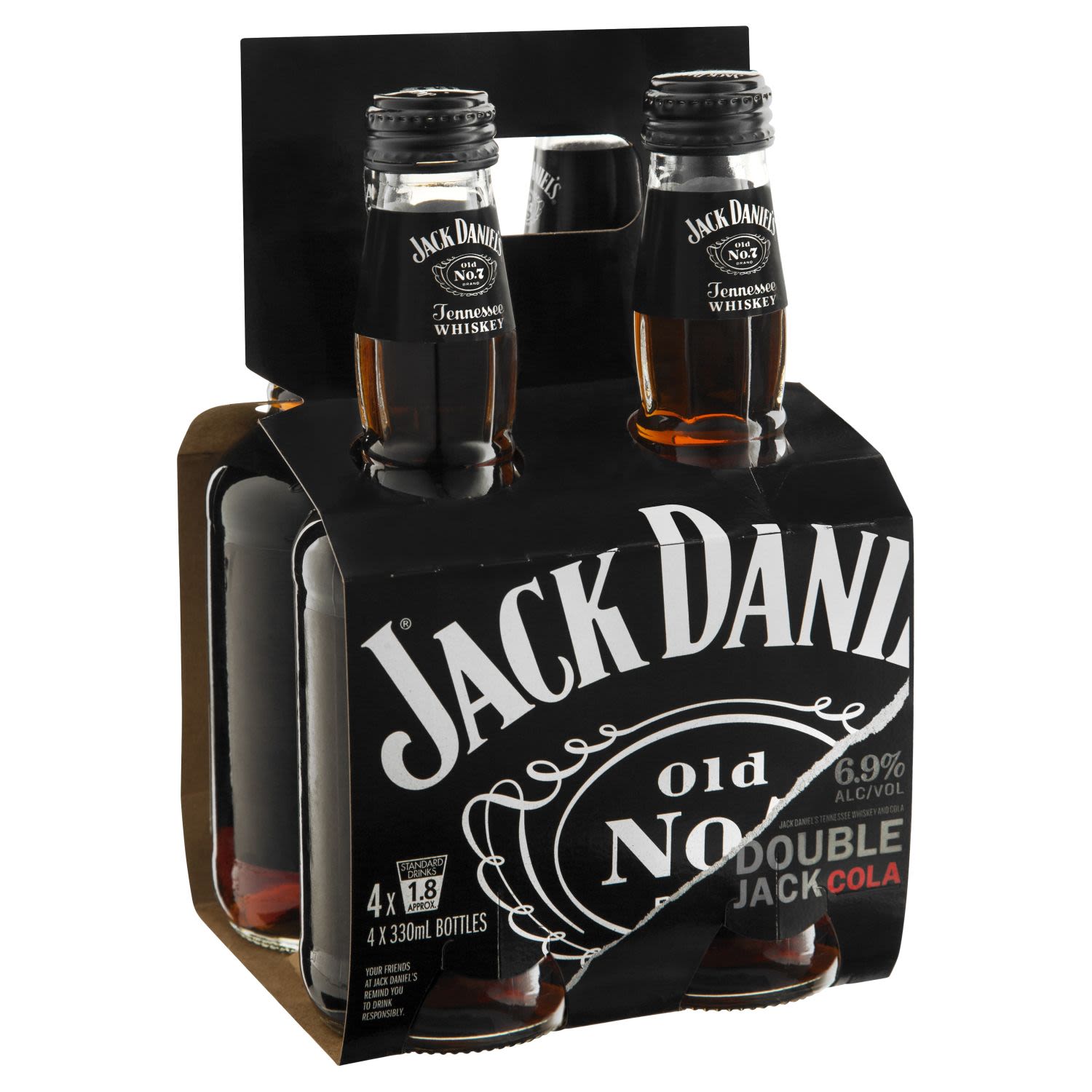 Jack Daniel's Double Jack & Cola Bottle 330mL 4 Pack