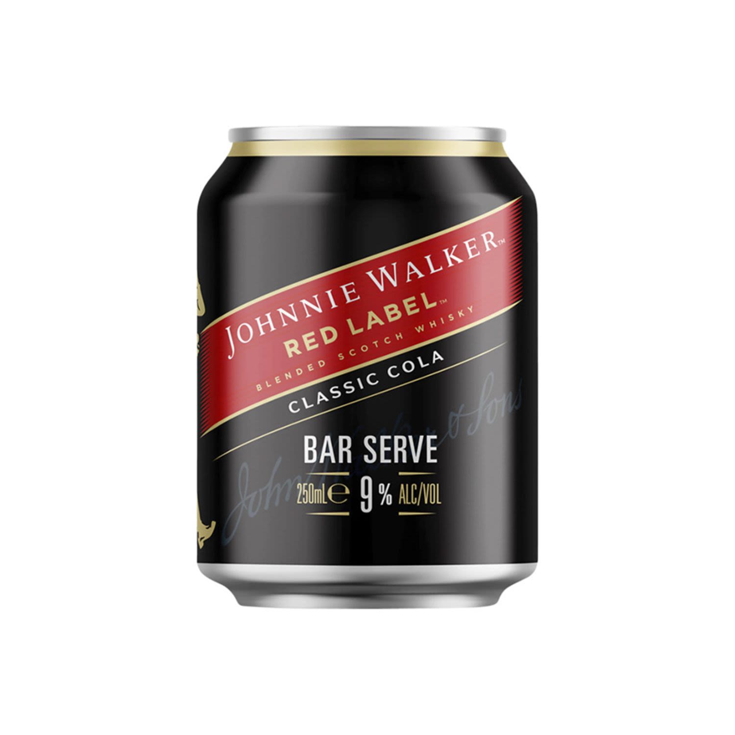 Johnnie Walker & Cola Bar Serve 9% Can 250mL 4 Pack