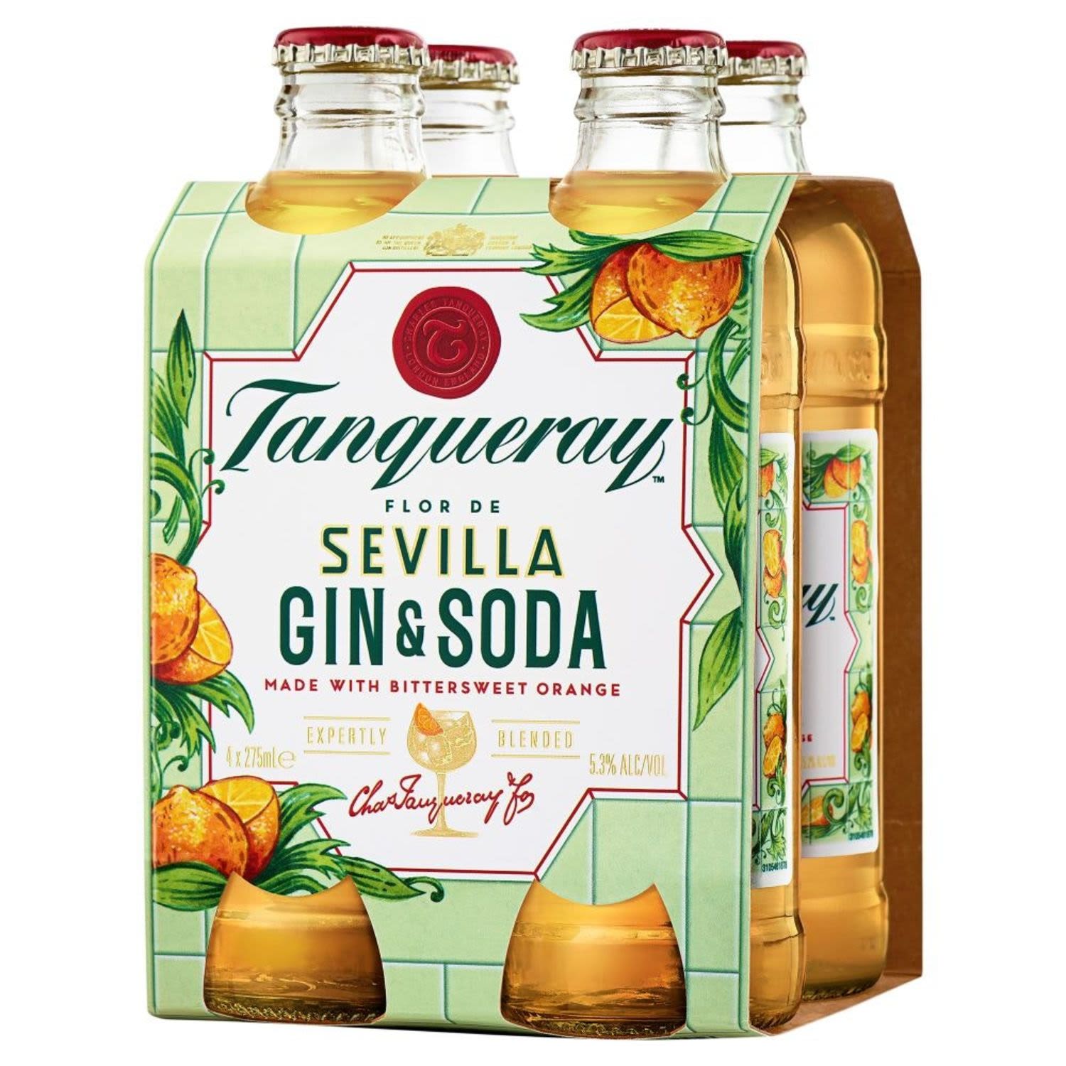 Tanqueray Flor de Sevilla Gin & Soda Bottle 275mL 4 Pack
