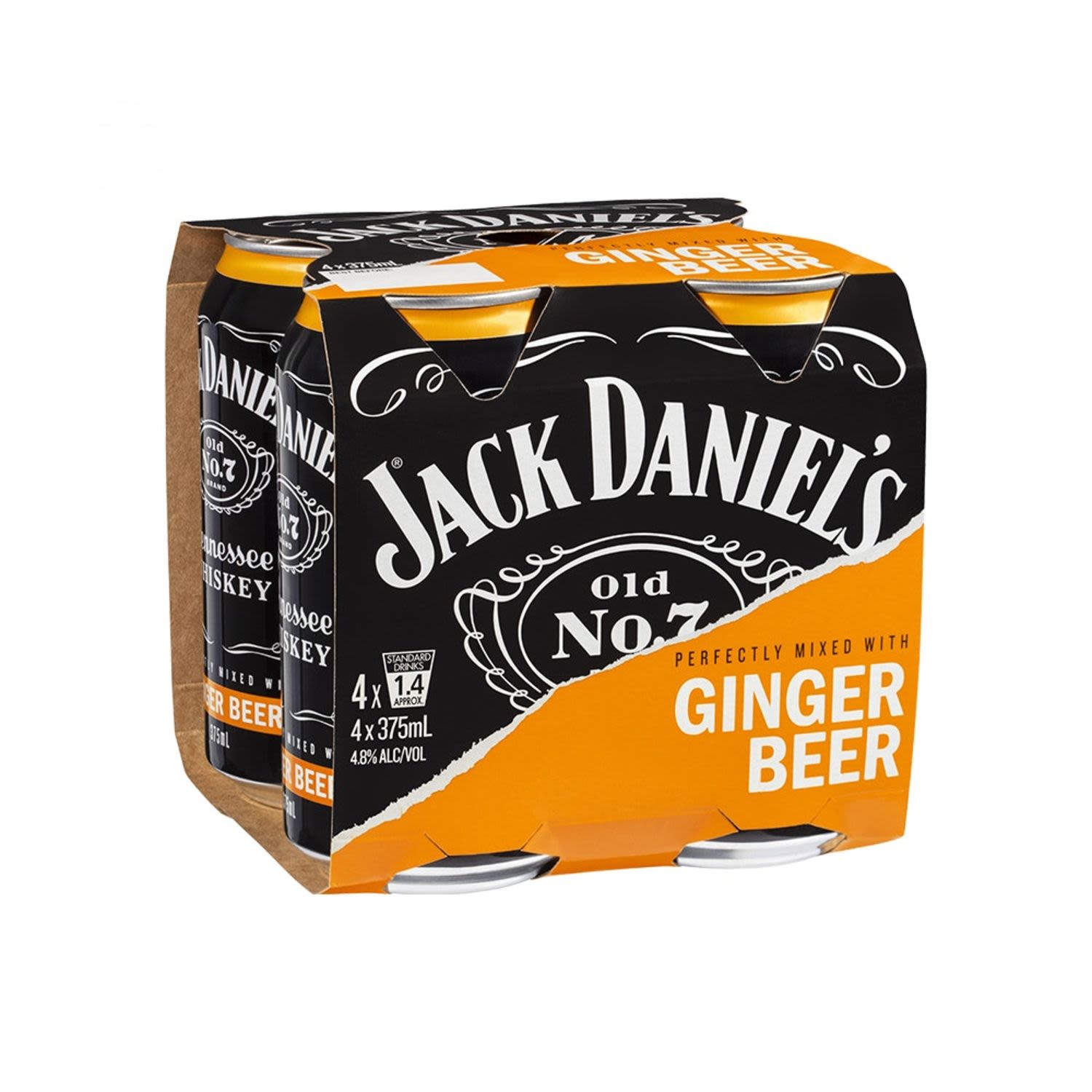 Jack Daniel's & Ginger Beer Can 375mL 4 Pack