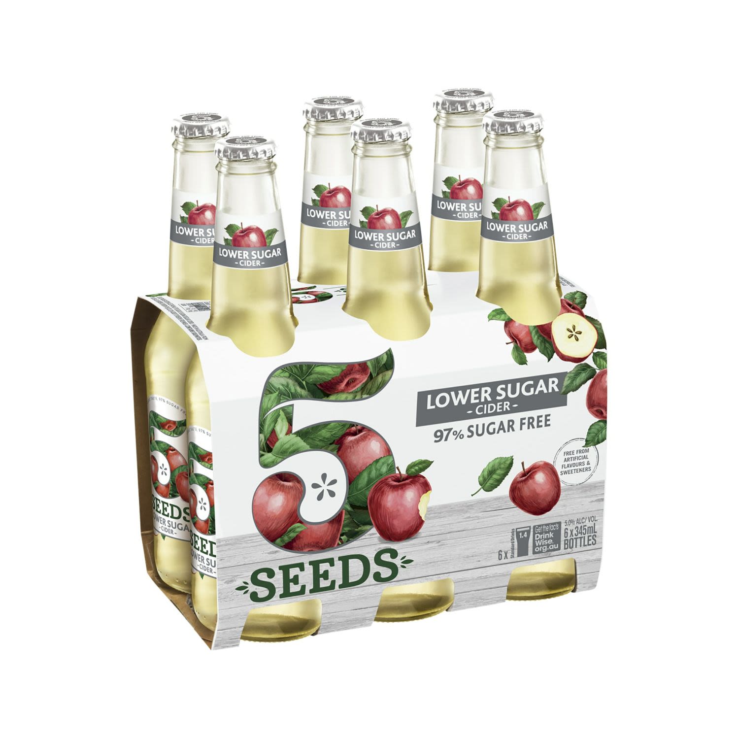 5 Seeds Lower Sugar Apple Cider 345mL 6 Pack