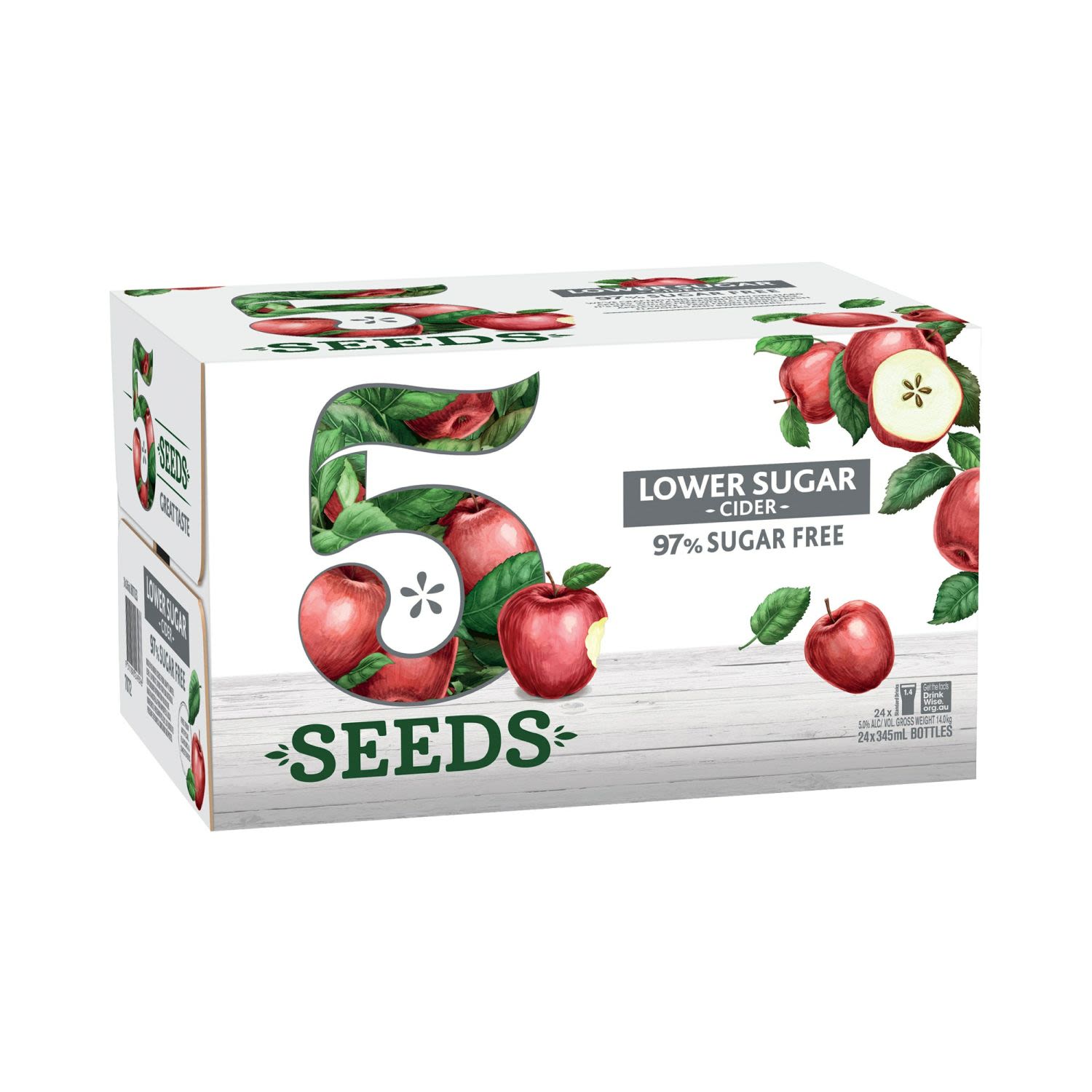 5 Seeds Lower Sugar Apple Cider 345mL 24 Pack