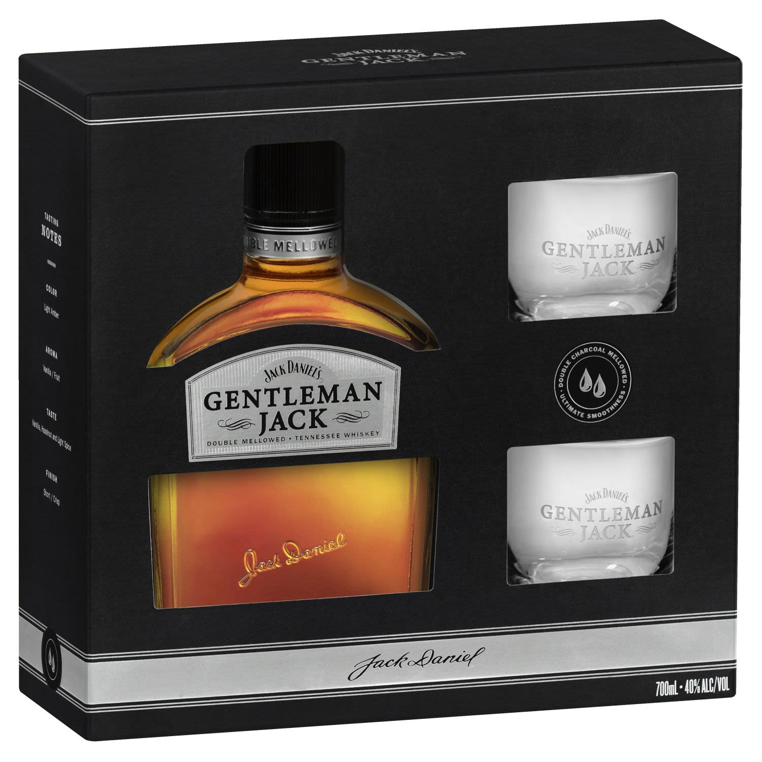 Jack Daniel's Gentleman Jack + 2 Glasses Gift Box 700mL Bottle