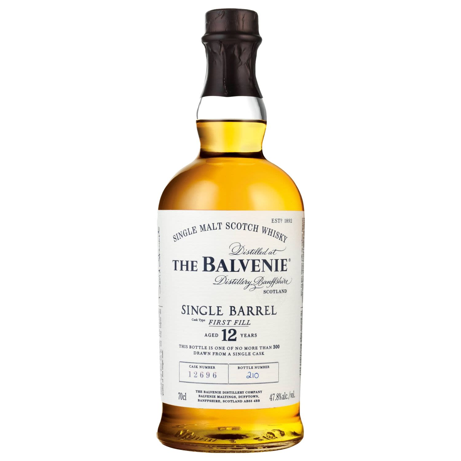 The Balvenie 12 Year Old Single Barrel Scotch Whisky 700mL Bottle