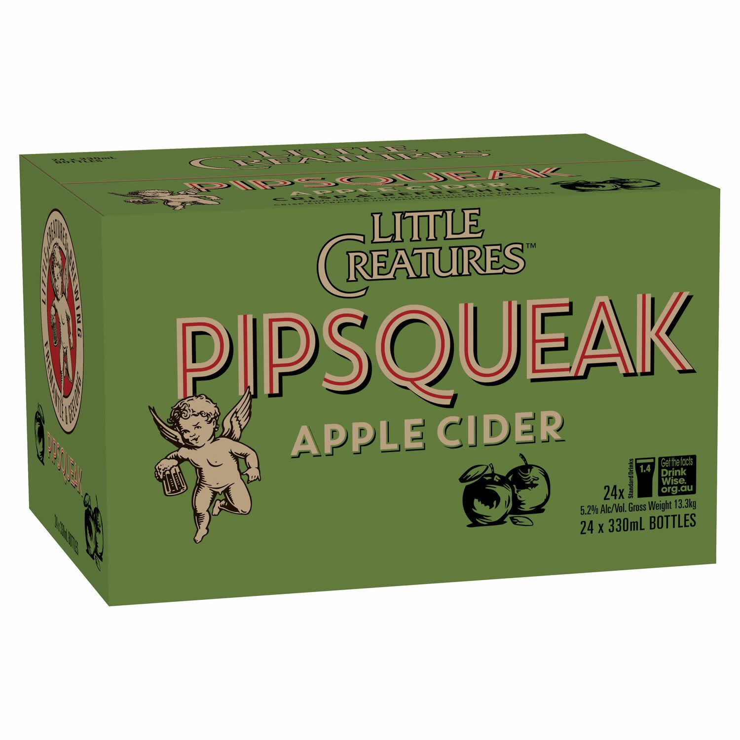 Little Creatures Pipsqueak Apple Cider Bottle 330mL 24 Pack