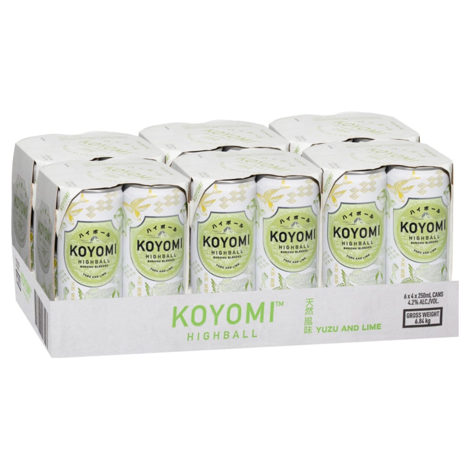 Koyomi Shochu Blended Yuzu and Lime Highball Can 250mL 24 Pack