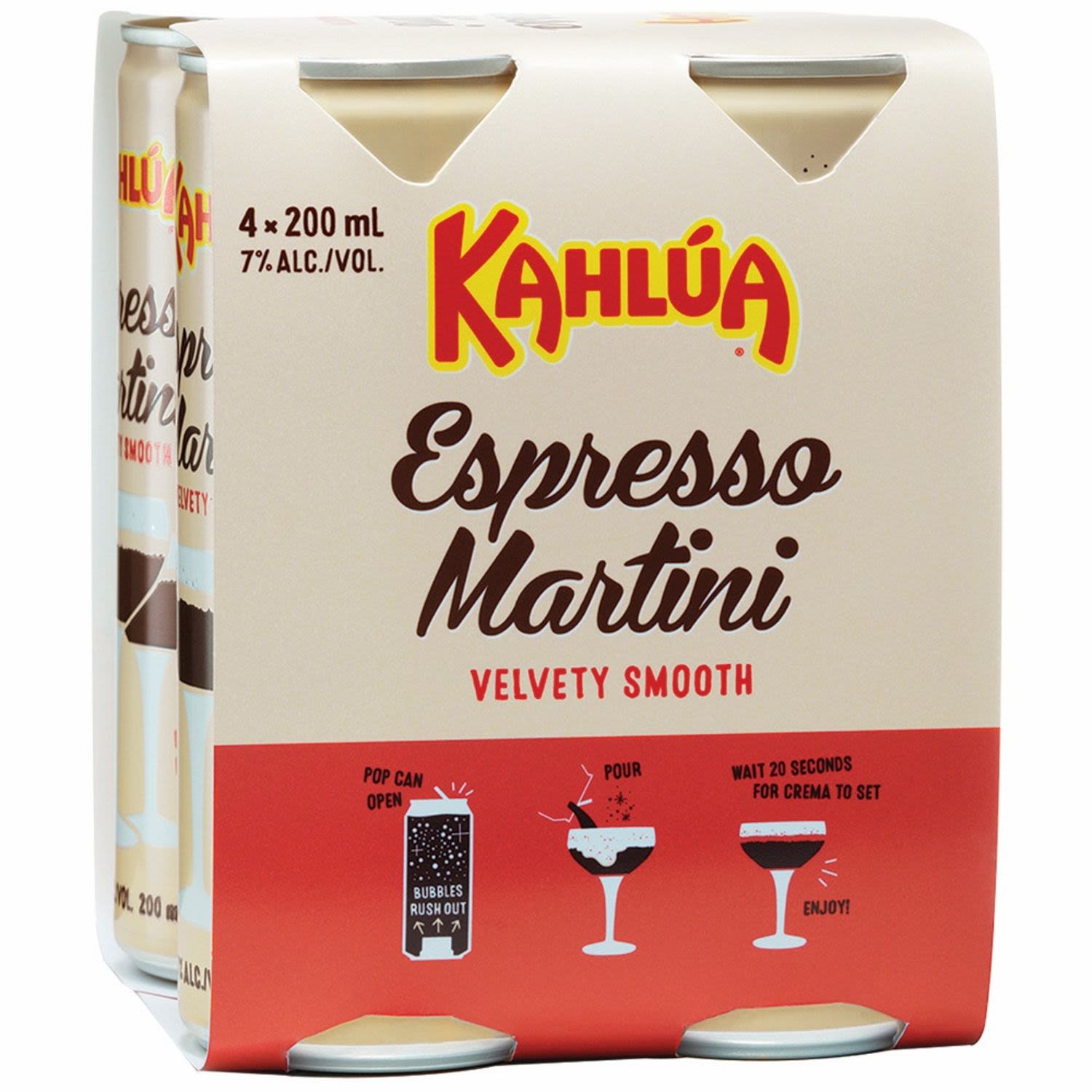 Kahlua Espresso Martini 200mL<br /> <br />Alcohol Volume: 7.00%<br /><br />Pack Format: 4 Pack<br /><br />Standard Drinks: 1.1</br /><br />Pack Type: Can<br />