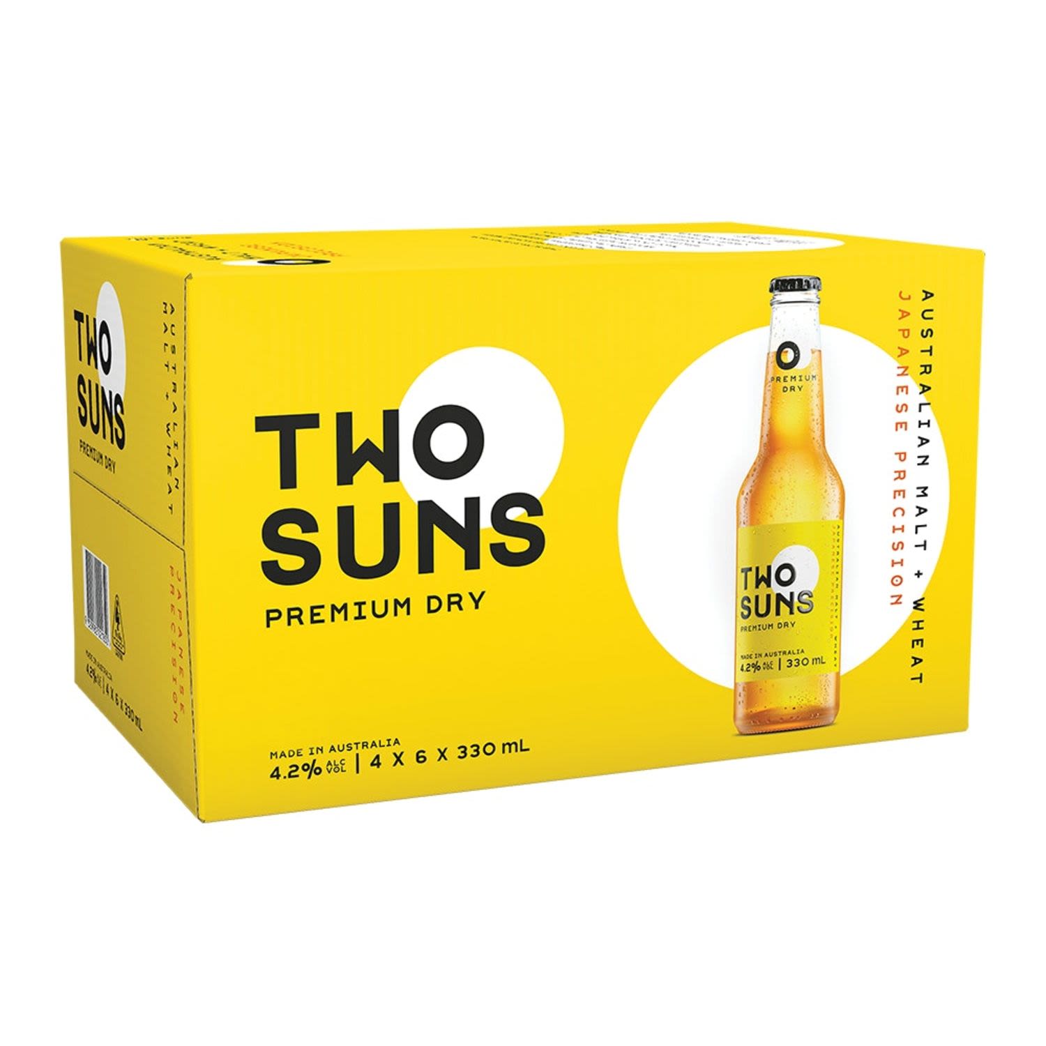 Two Suns Premium Dry Lager Bottle 330mL 24 Pack
