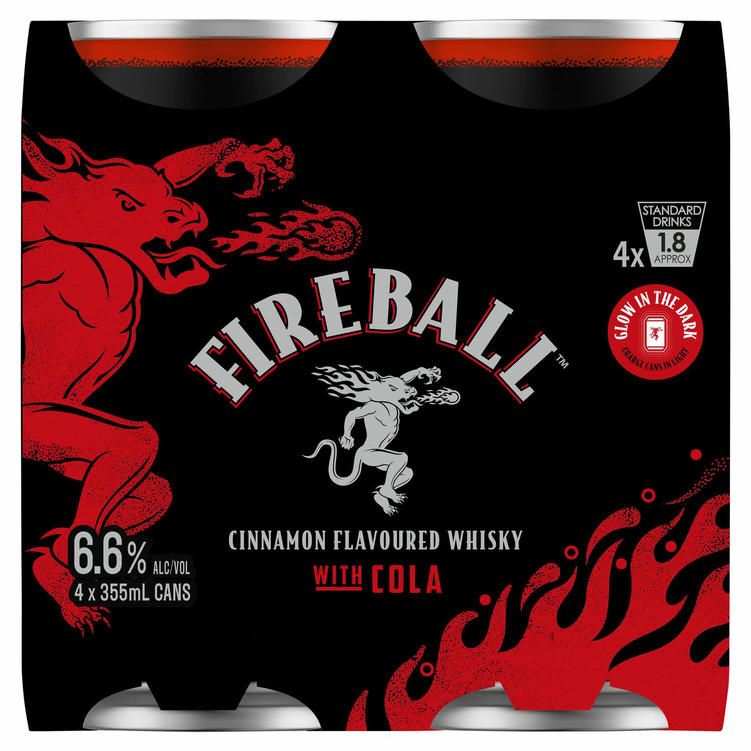Fireball & Cola Can 355mL 4 Pack