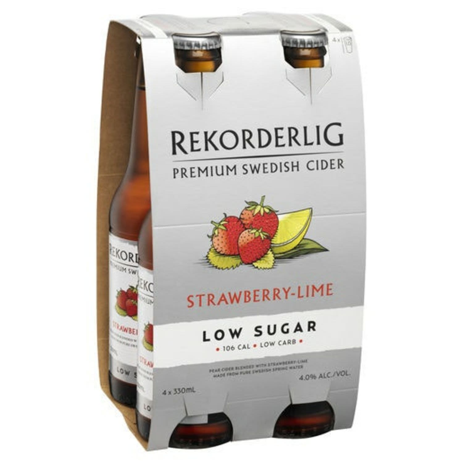 Rekorderlig Premium Strawberry & Lime Low Sugar 330mL 4 Pack