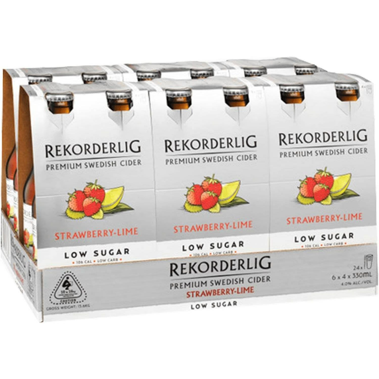 Rekorderlig Premium Strawberry & Lime Low Sugar 330mL 24 Pack