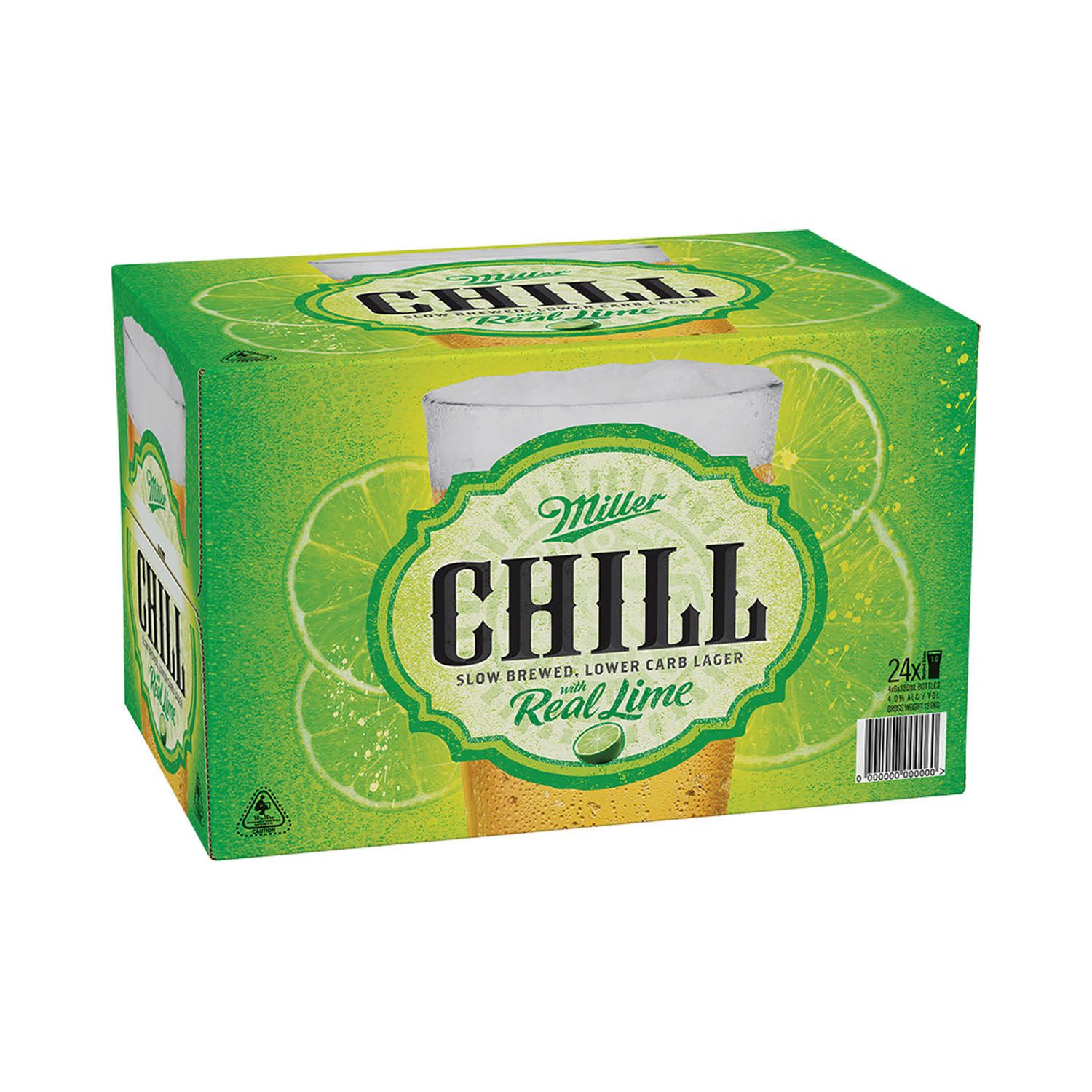 Miller Chill Lime 330mL Bottle 24 Pack