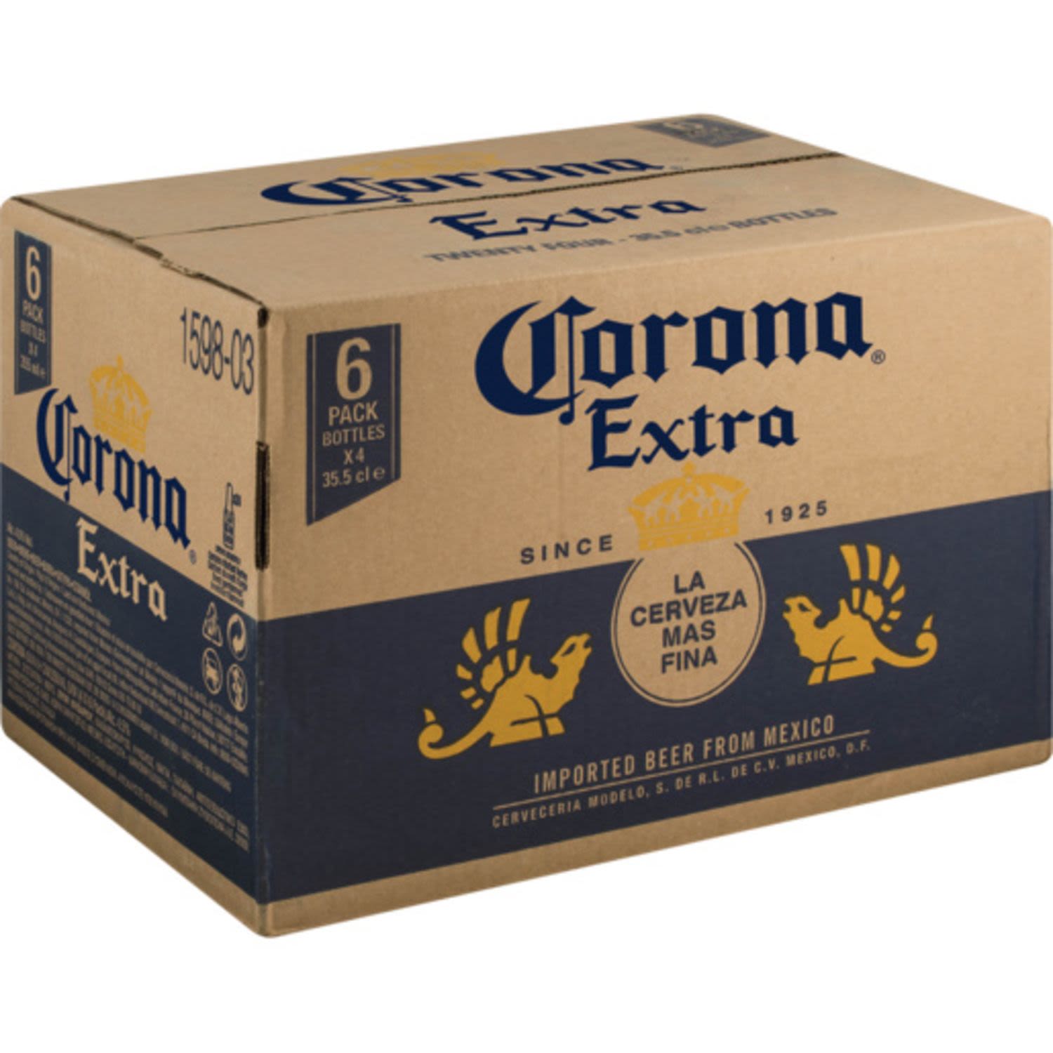 Corona Extra is the authentic, easy-to-enjoy beer that enhances life’s meaningful moments for men and women everywhere. The special and unique flavour we do defines us and it is how we express ourselves: Corona is approachable, fun-loving, easy-going, confident, smart, magnetic and timeless. The unmistakable colour, the one-of-a-kind taste and the unparalleled flavour of the Mexican heritage ensure Corona as one of the most recognizable bottles in the world.<br /> <br />Alcohol Volume: 4.50%<br /><br />Pack Format: 24 Pack<br /><br />Standard Drinks: 1.3<br /><br />Pack Type: Bottle<br /><br />Country of Origin: Mexico<br />