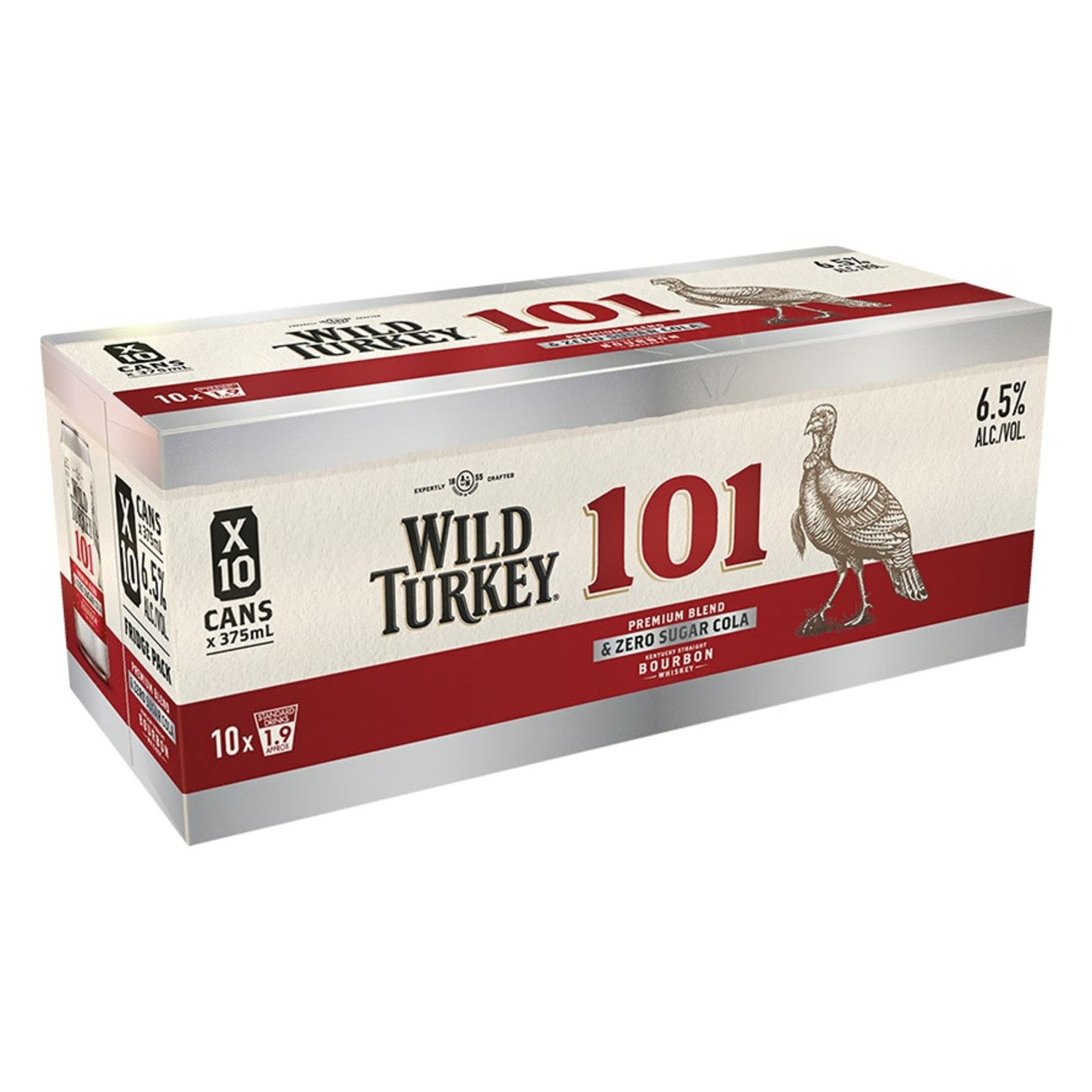 Wild Turkey 101 Bourbon & Zero Cola Can 375mL 10 Pack