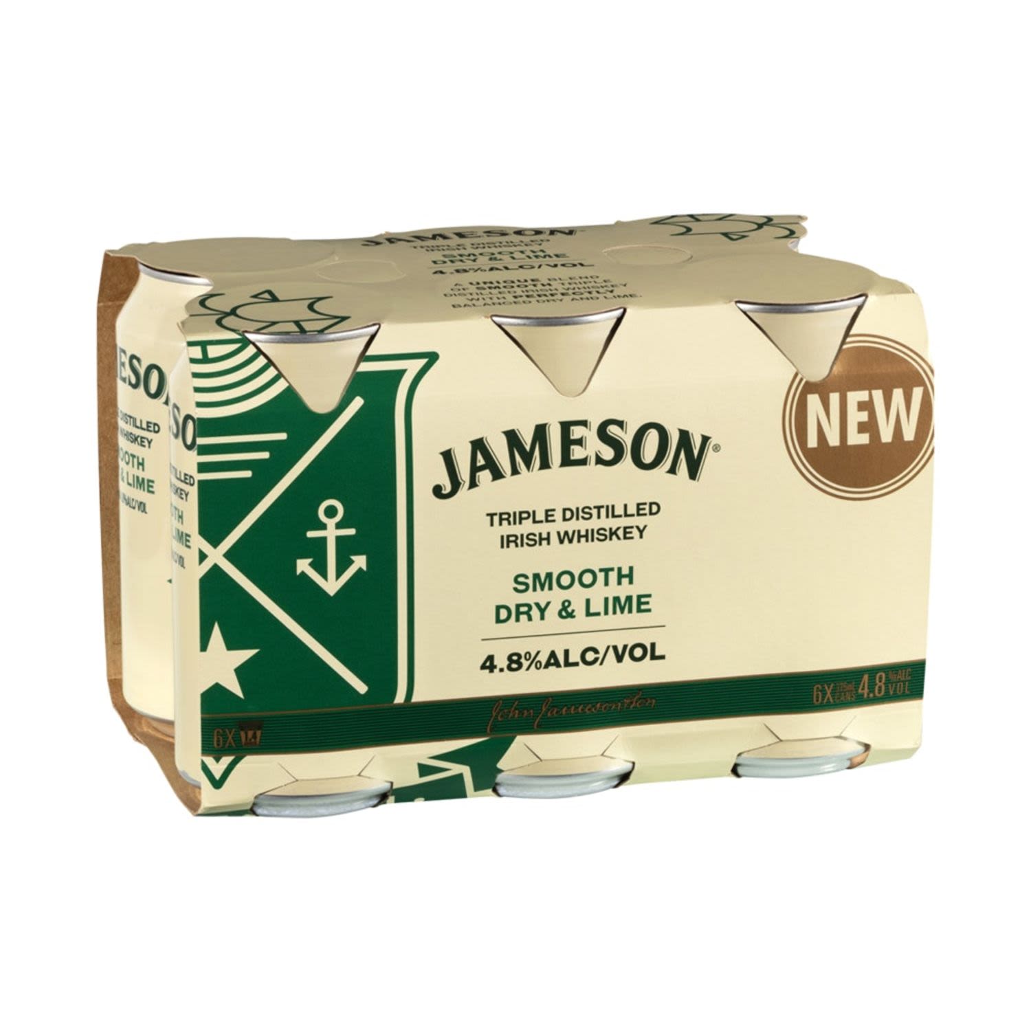 Jameson Smooth Dry & Lime 4.8% Can 375mL 6 Pack