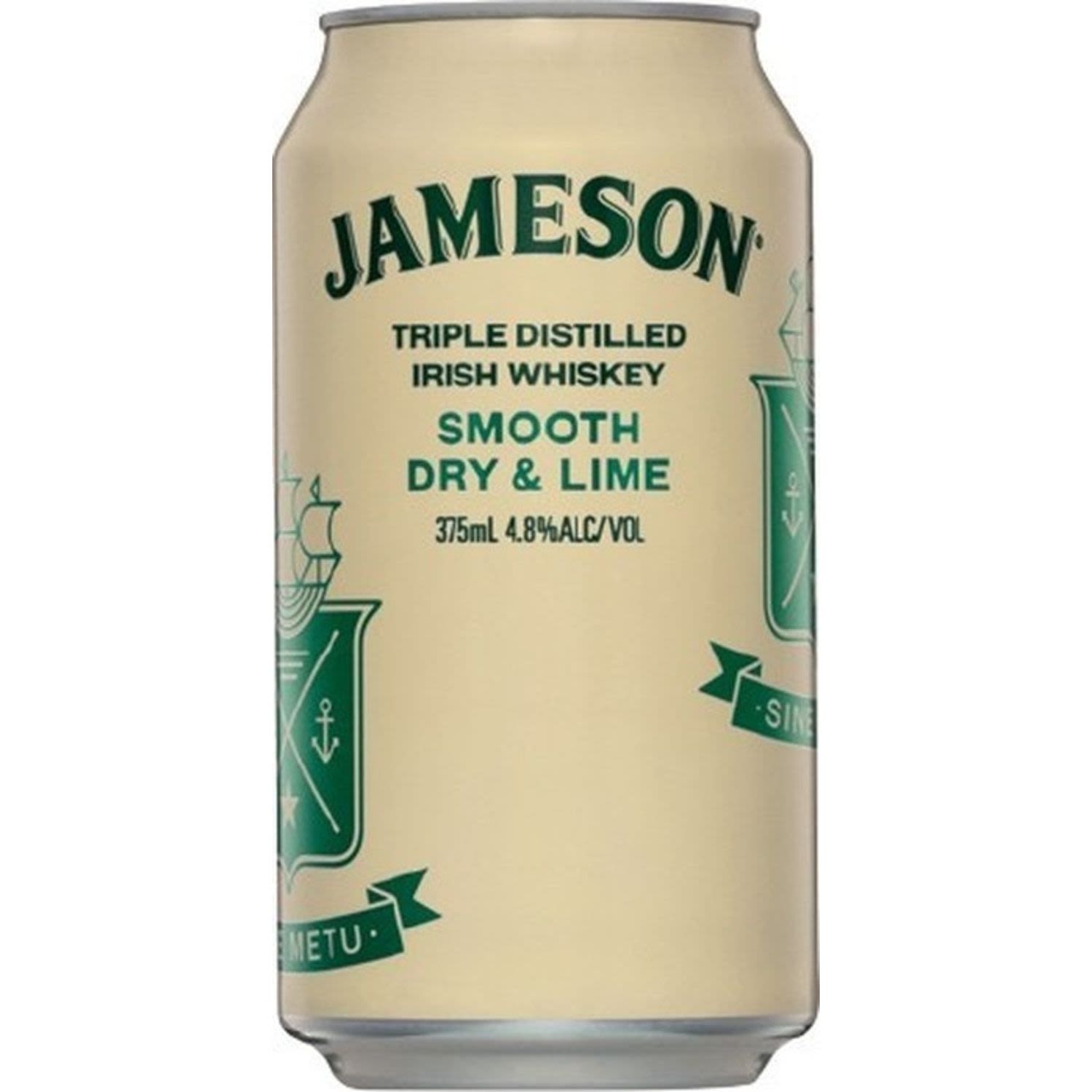 Jameson Smooth Dry & Lime 4.8% Can 375mL 24 Pack