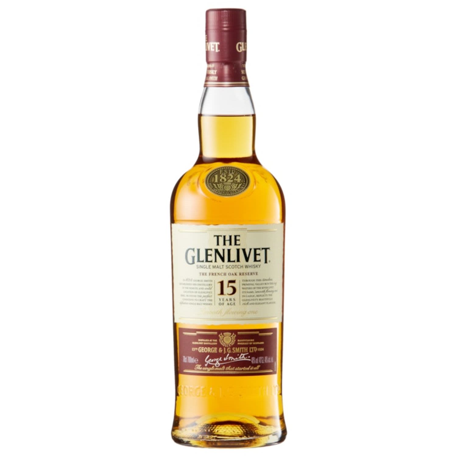 The Glenlivet 15 Year Old Scotch Whisky 700mL Bottle
