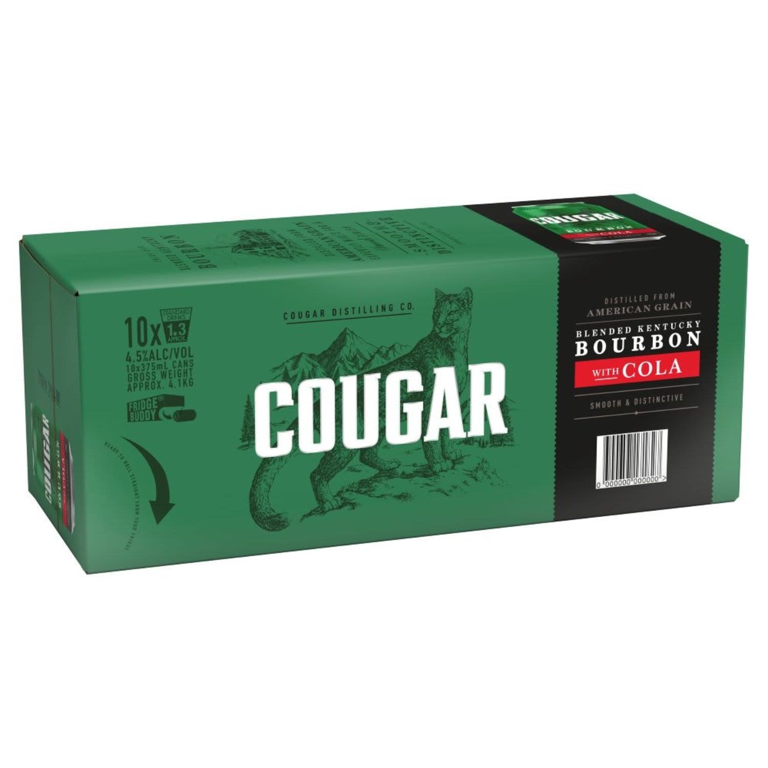 Cougar Bourbon & Cola Can 375mL 10 Pack