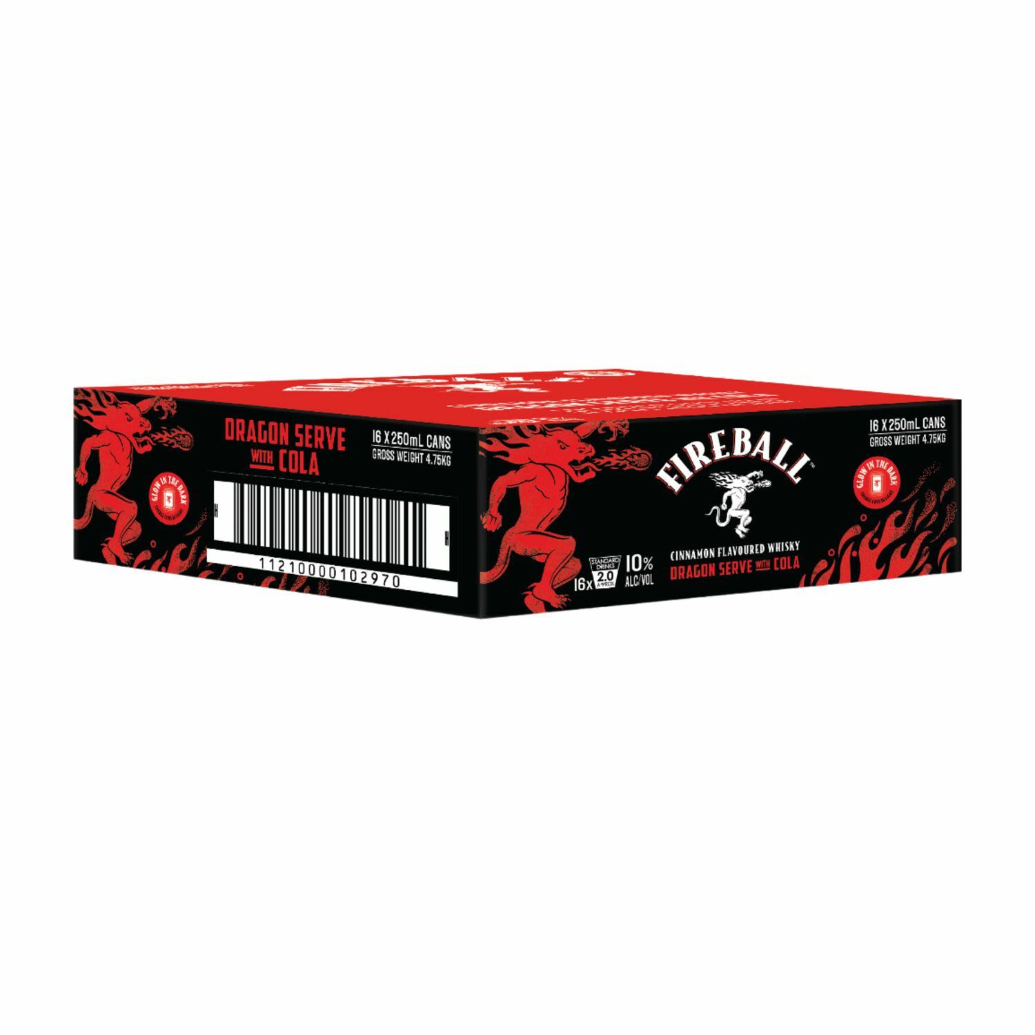 Fireball Cinnamon Whiskey & Cola Dragon Serve Can 250mL 16 Pack