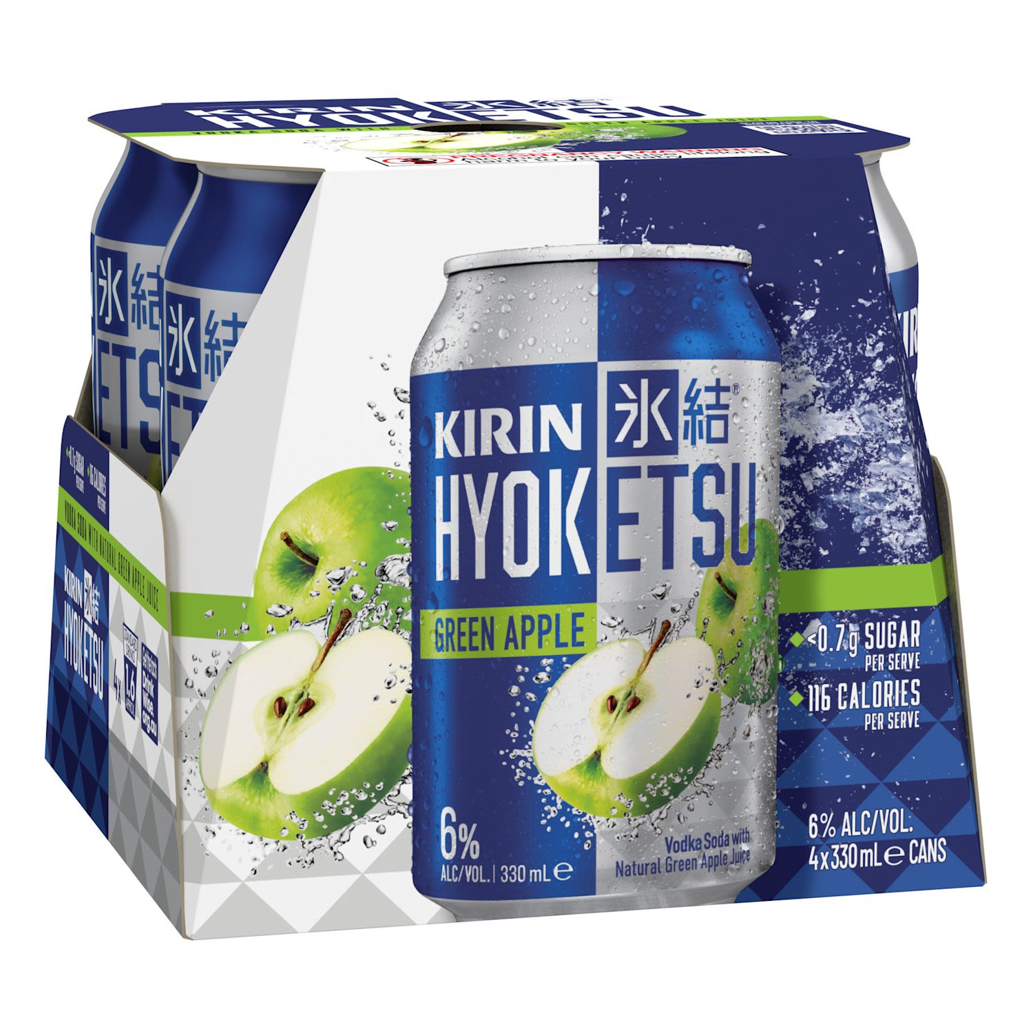 Kirin Hyoketsu Green Apple 6% Can 330mL 4 Pack