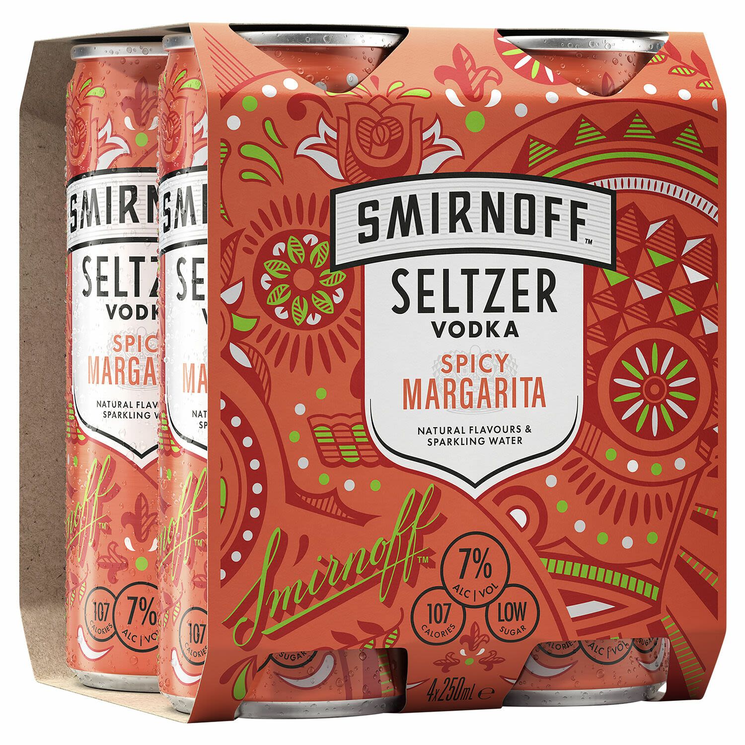 Smirnoff Seltzer Spicy Margarita Can 250mL 4 Pack